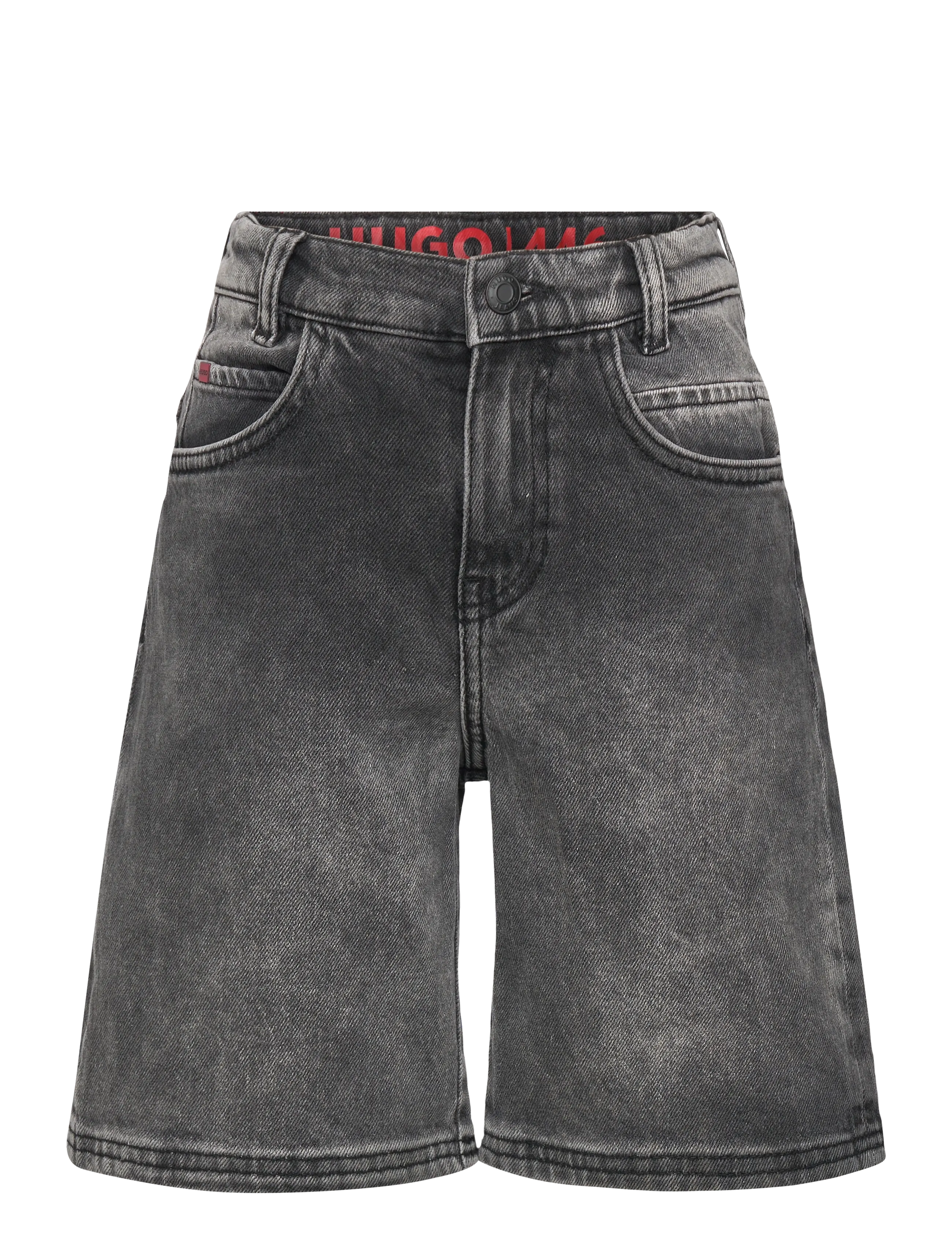Hugo Kids DENIM SHORTS - Kläder - DENIM BLACK LAVE / grey