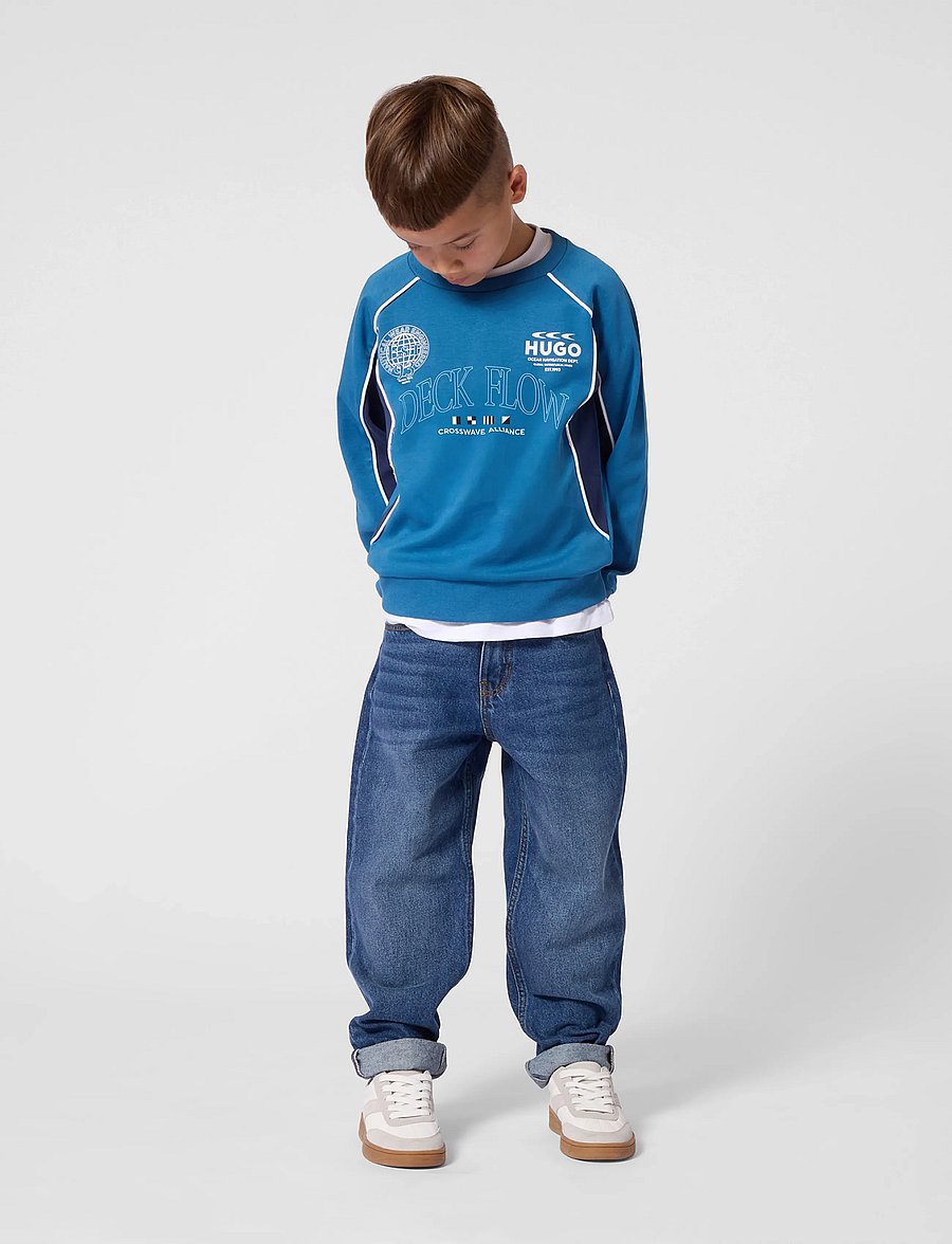 Hugo Kids - DENIM TROUSERS - loose jeans - double stone + brush - 0