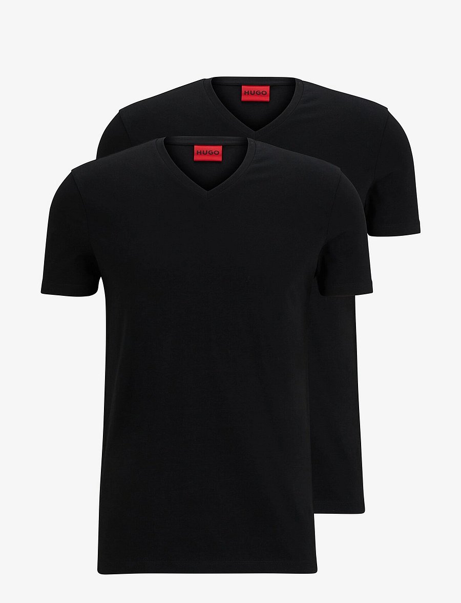 HUGO - HUGO-V - v-neck t-shirts - black - 1