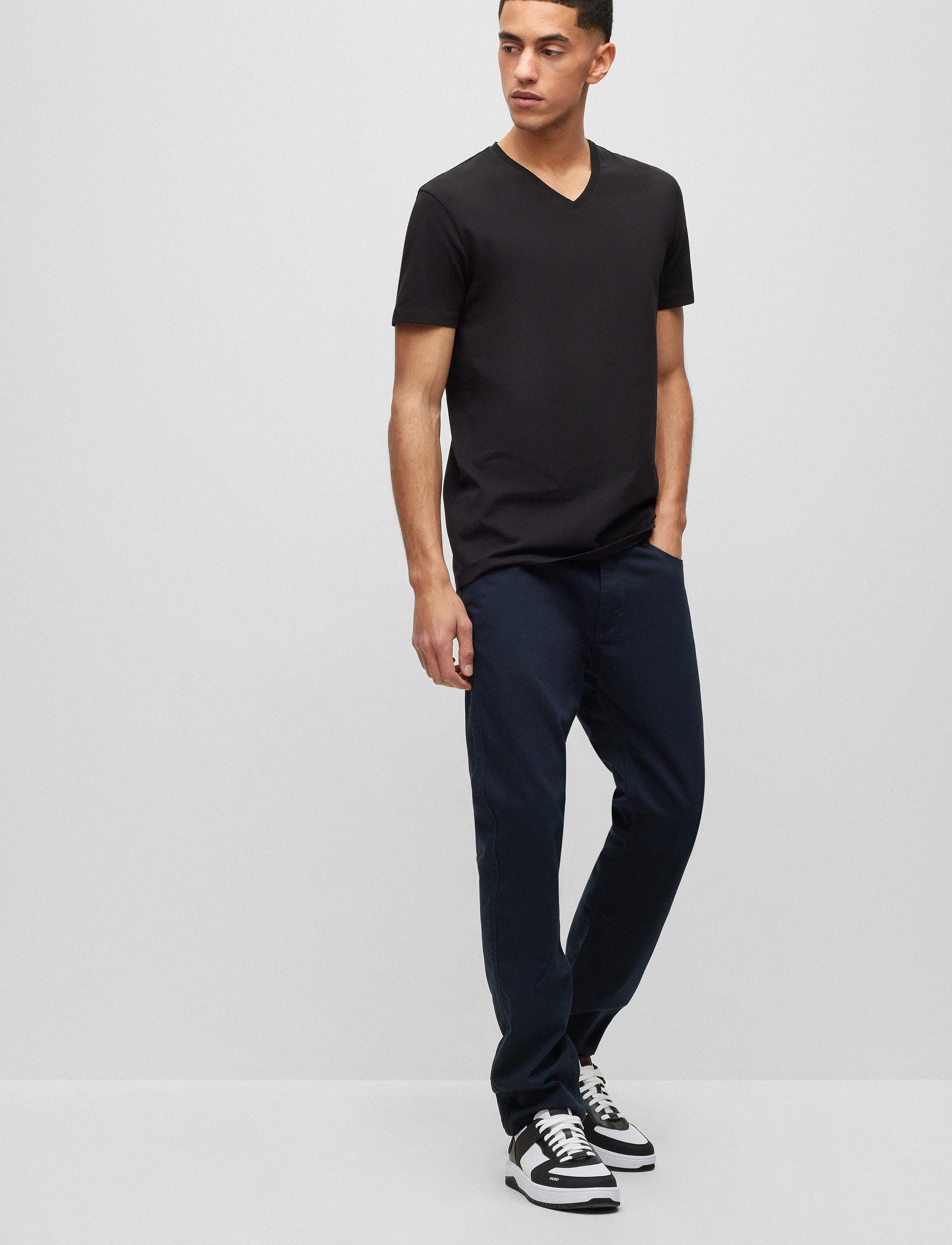HUGO Hugo-V, M, Black, T-Shirts > Kortærmede, Herre