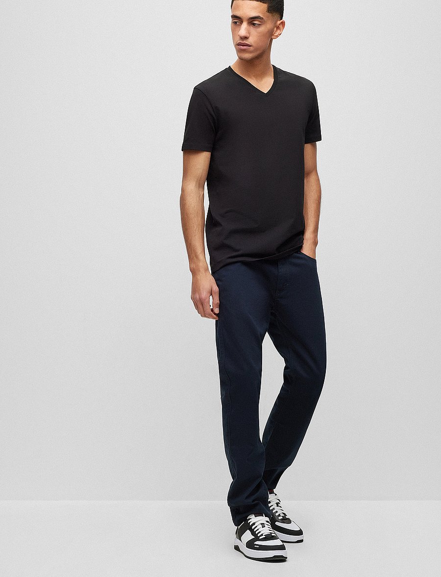 HUGO - HUGO-V - v-neck t-shirts - black - 0