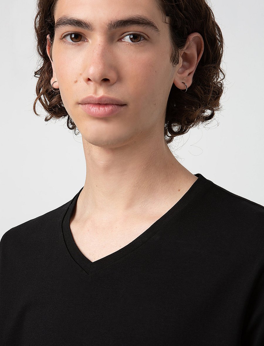 HUGO - HUGO-V - v-neck t-shirts - black - 3