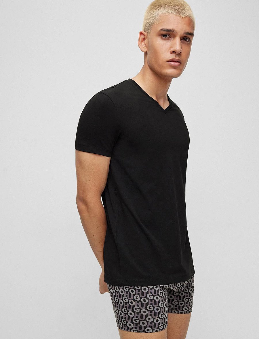 HUGO - HUGO-V - v-neck t-shirts - black - 5