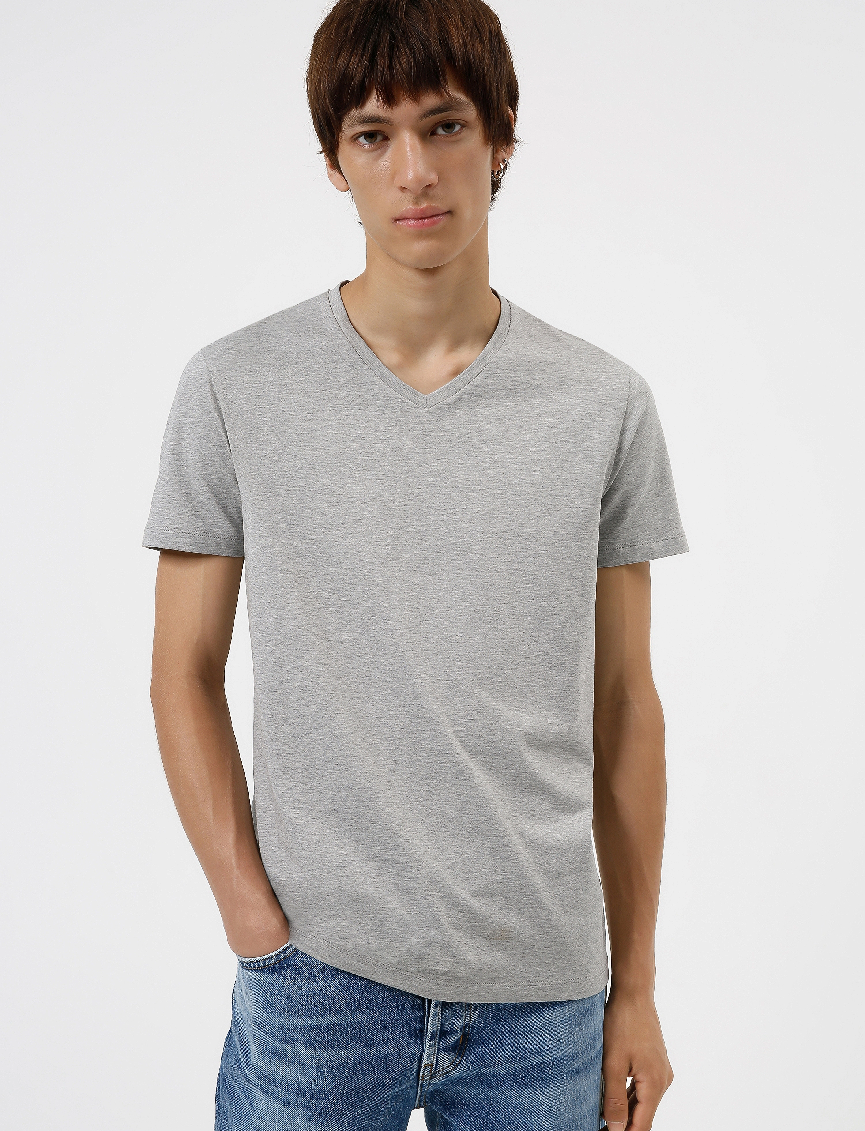 HUGO - HUGO-V - basic t-shirts - open grey - 2