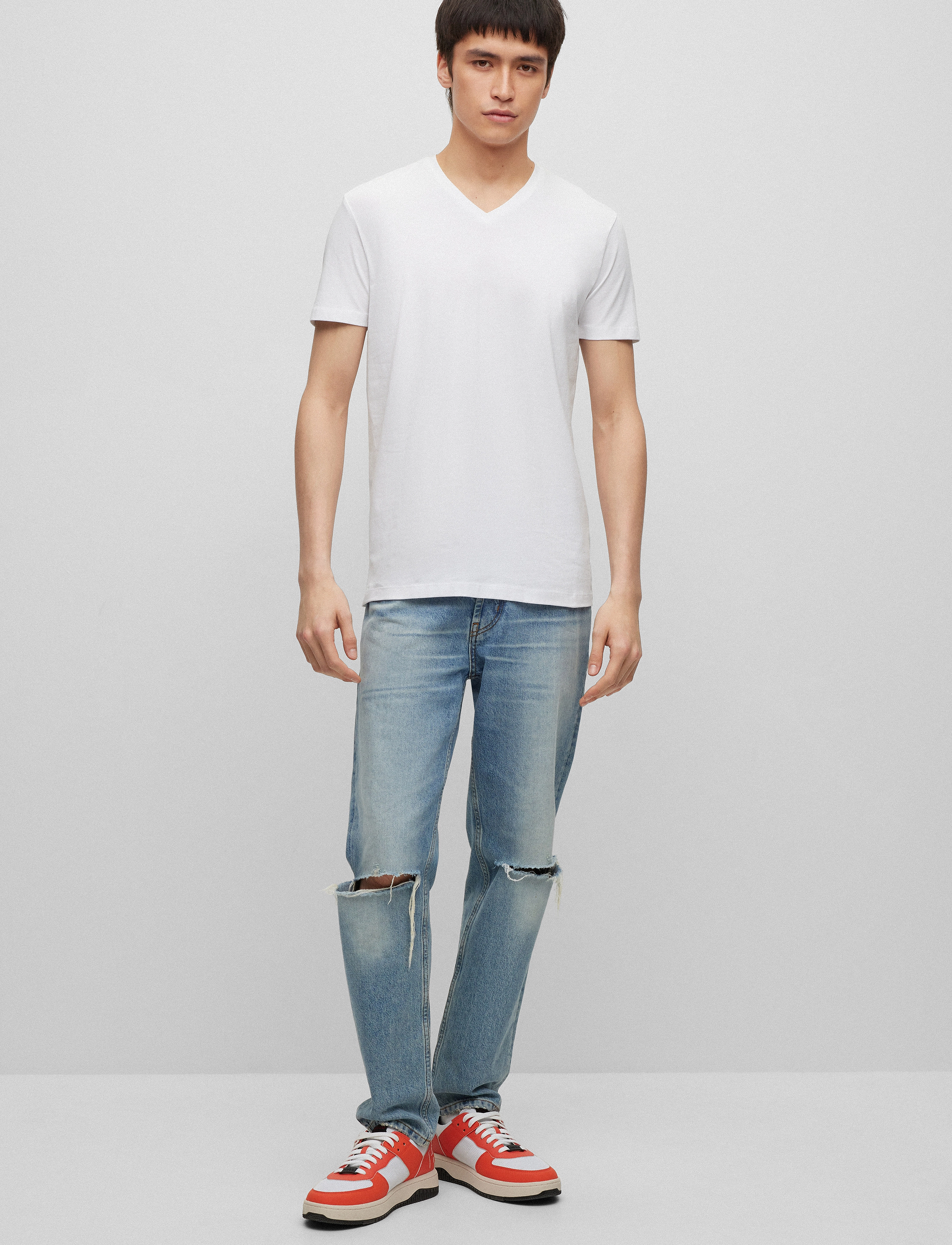 HUGO -V, Mænd, V-Hals T-Shirt 2-Pak, Hvid, Str: XXL