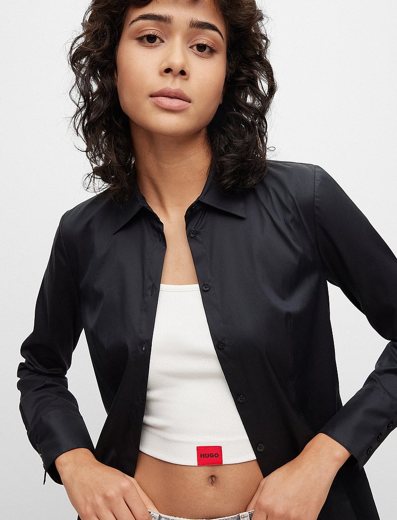 HUGO - The Fitted Shirt - pitkähihaiset kauluspaidat - black - 2