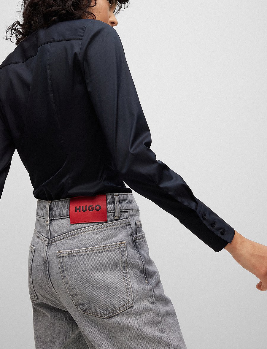 HUGO - The Fitted Shirt - langermede skjorter - black - 3