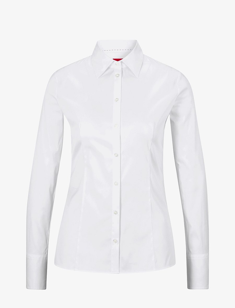 HUGO - The Fitted Shirt - langærmede skjorter - white - 1