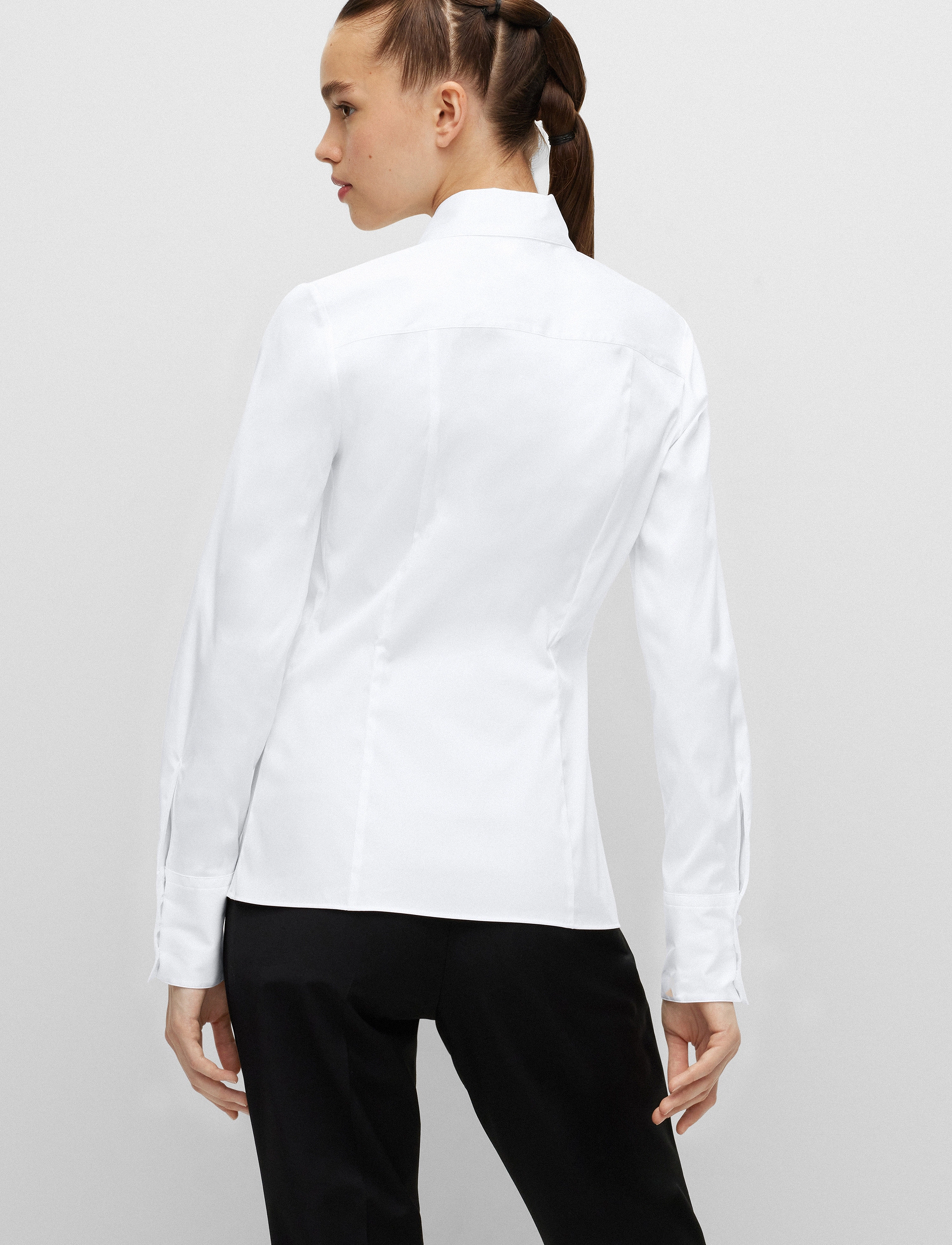 HUGO - The Fitted Shirt - langærmede skjorter - white - 3