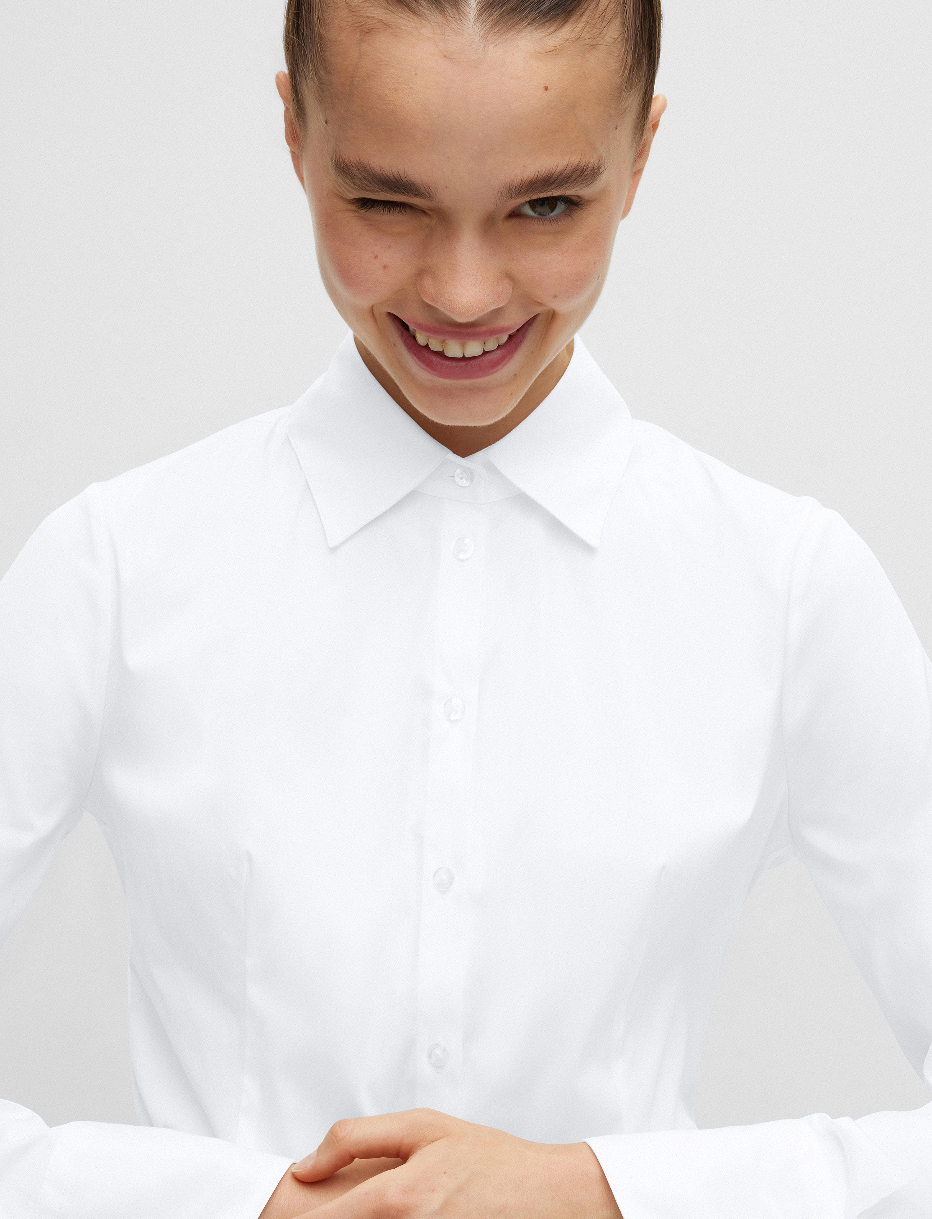 HUGO - The Fitted Shirt - langærmede skjorter - white - 4