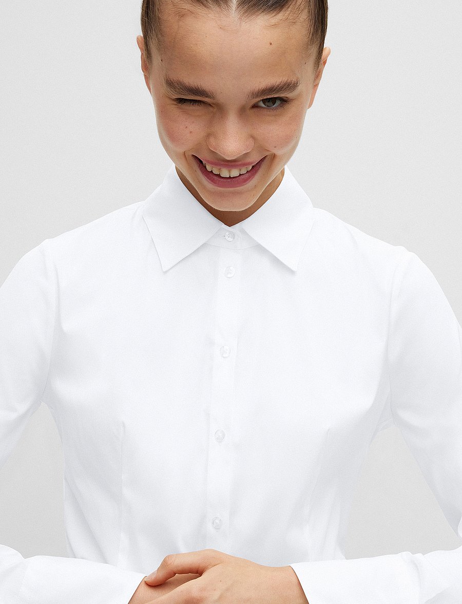 HUGO - The Fitted Shirt - langærmede skjorter - white - 4