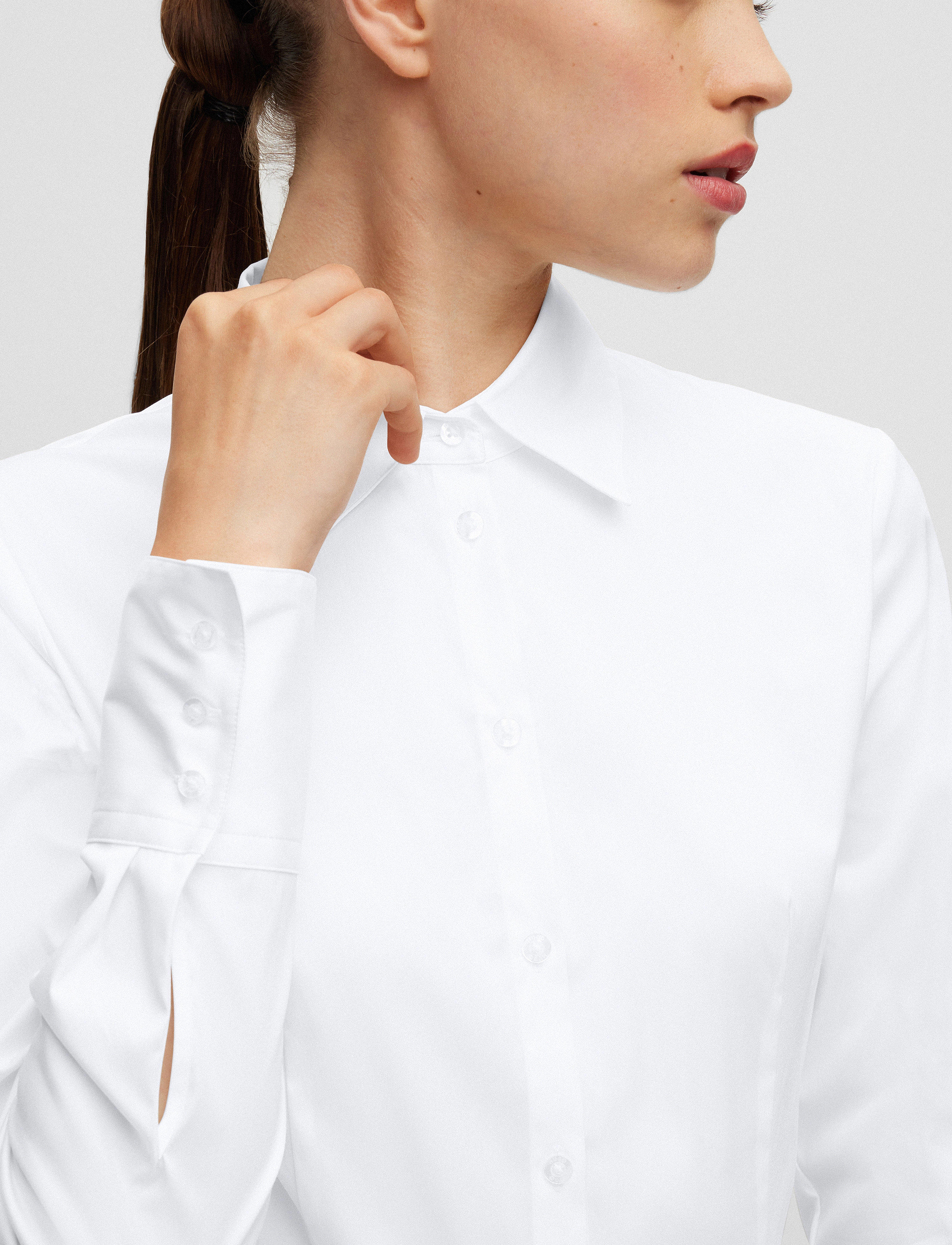 HUGO - The Fitted Shirt - langærmede skjorter - white - 5