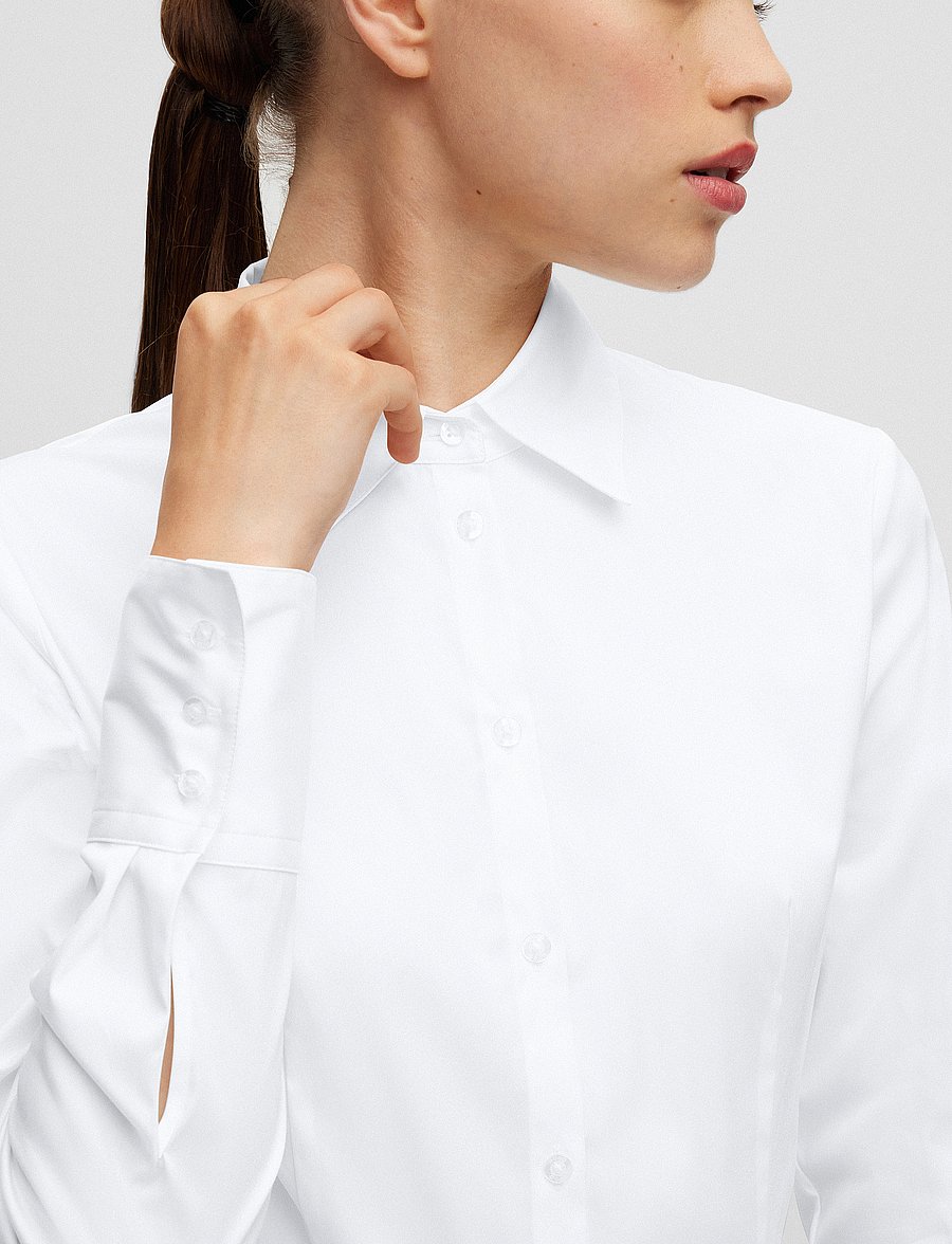 HUGO - The Fitted Shirt - langærmede skjorter - white - 5