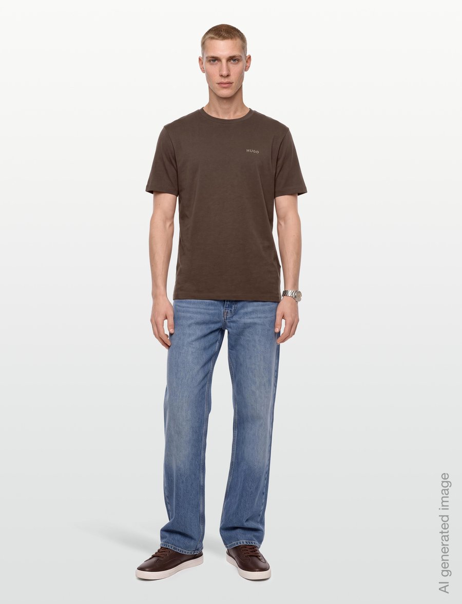 HUGO - Dero222 - short-sleeved t-shirts - brown overflow - 0