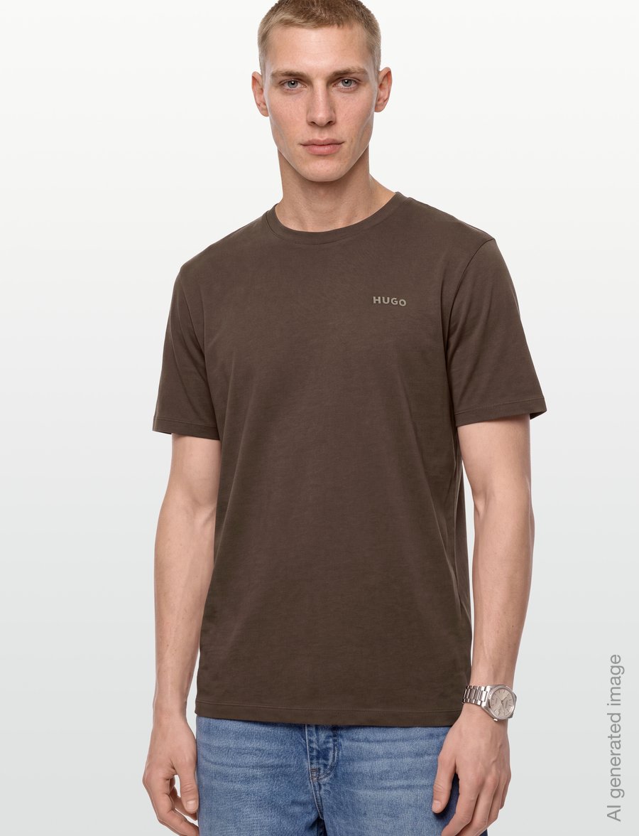 HUGO - Dero222 - short-sleeved t-shirts - brown overflow - 3