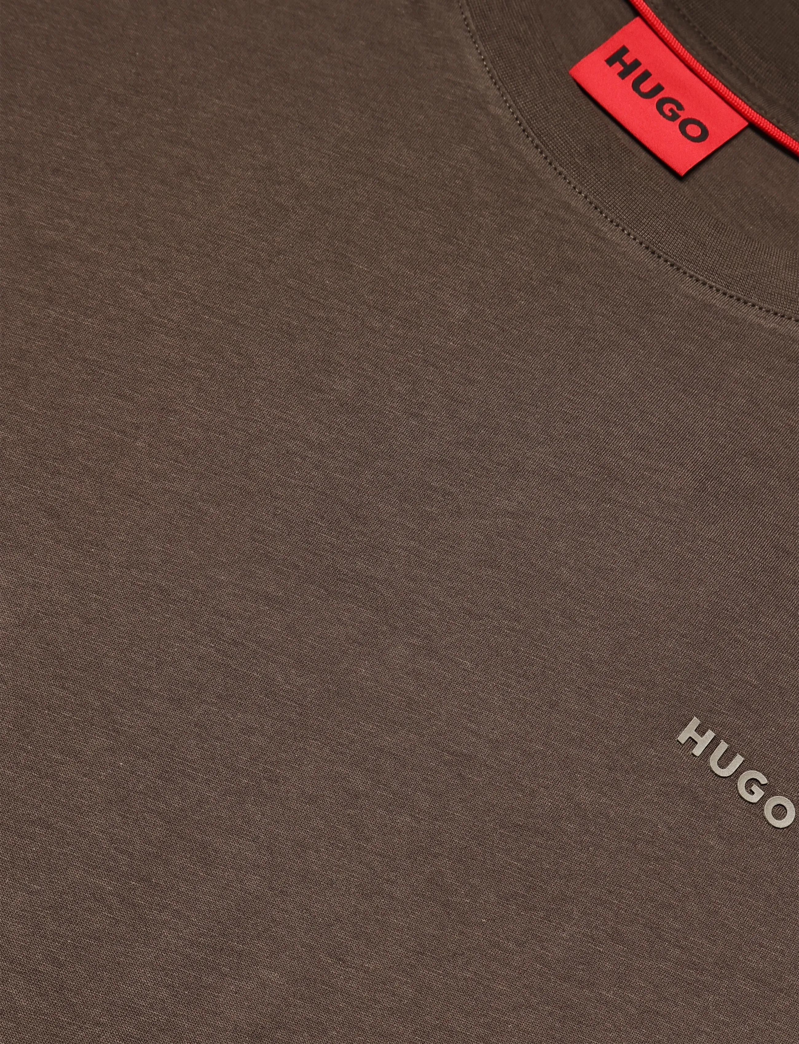 HUGO - Dero222 - kurzärmelige t-shirts - brown overflow - 2