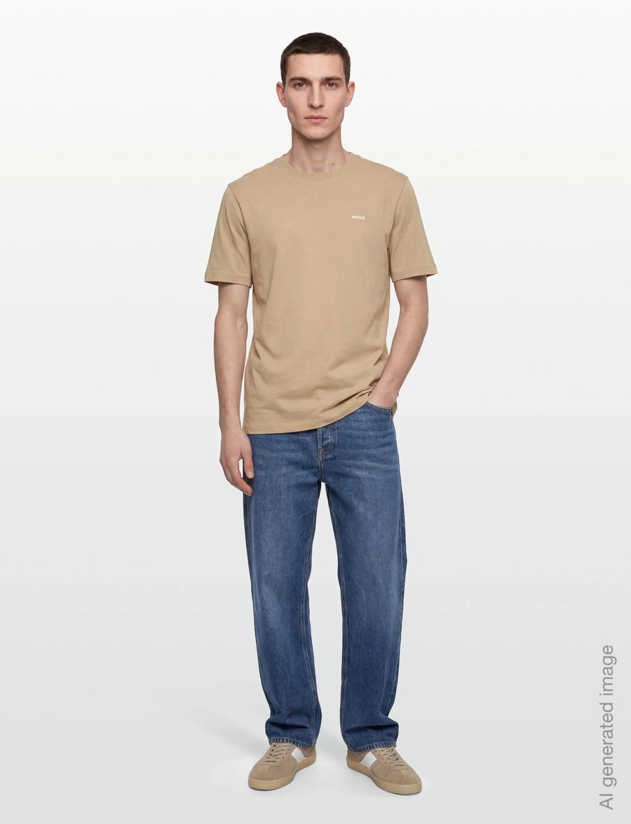 HUGO - Dero222 - kortærmede t-shirts - medium beige - 0
