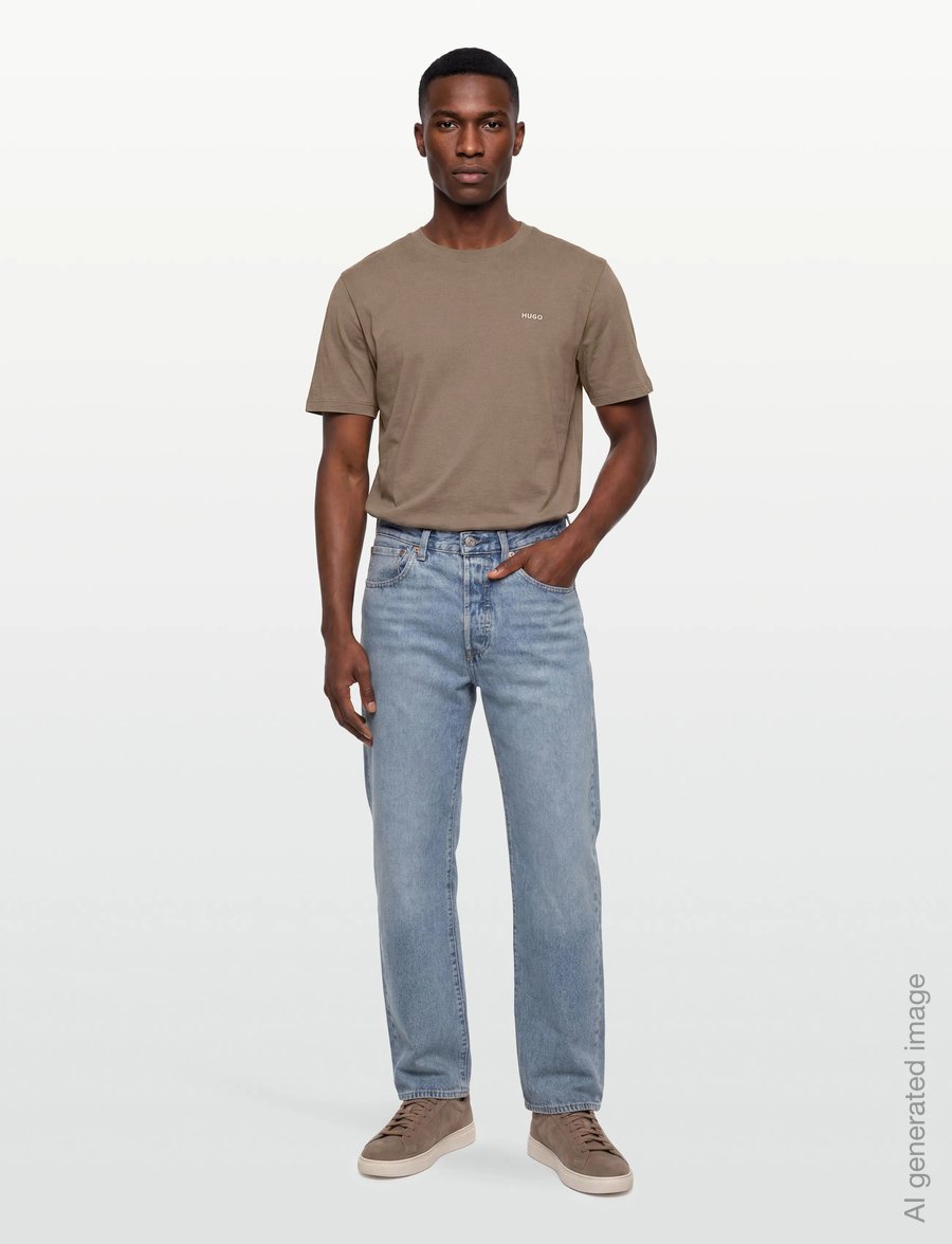 HUGO - Dero222 - kurzärmelige t-shirts - medium brown - 0