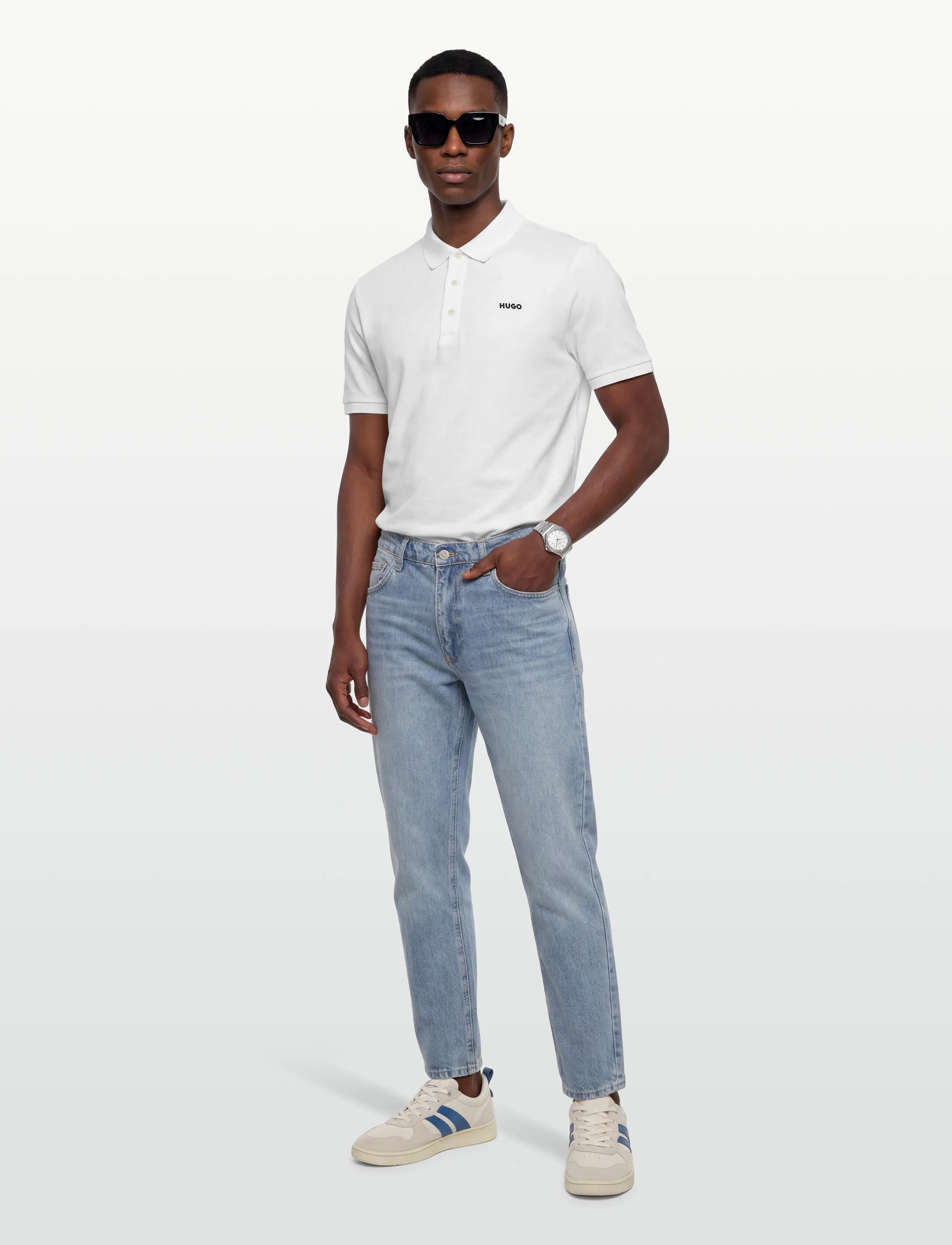 HUGO Donos222, S, Polos, Weiß - Short-sleeved, Männerswear