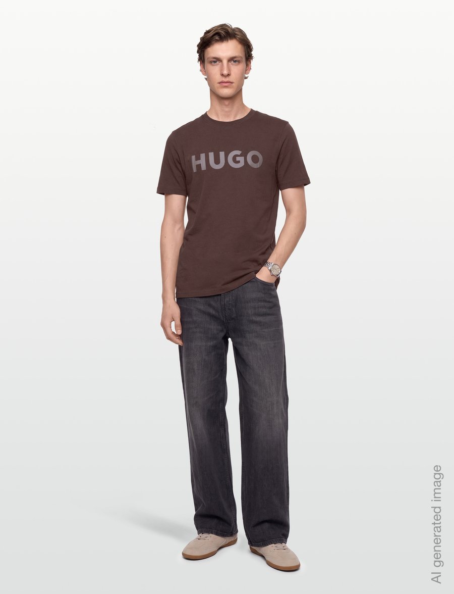 HUGO - Dulivio - short-sleeved t-shirts - brown overflow - 0