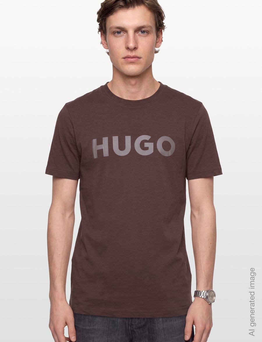 HUGO - Dulivio - short-sleeved t-shirts - brown overflow - 3