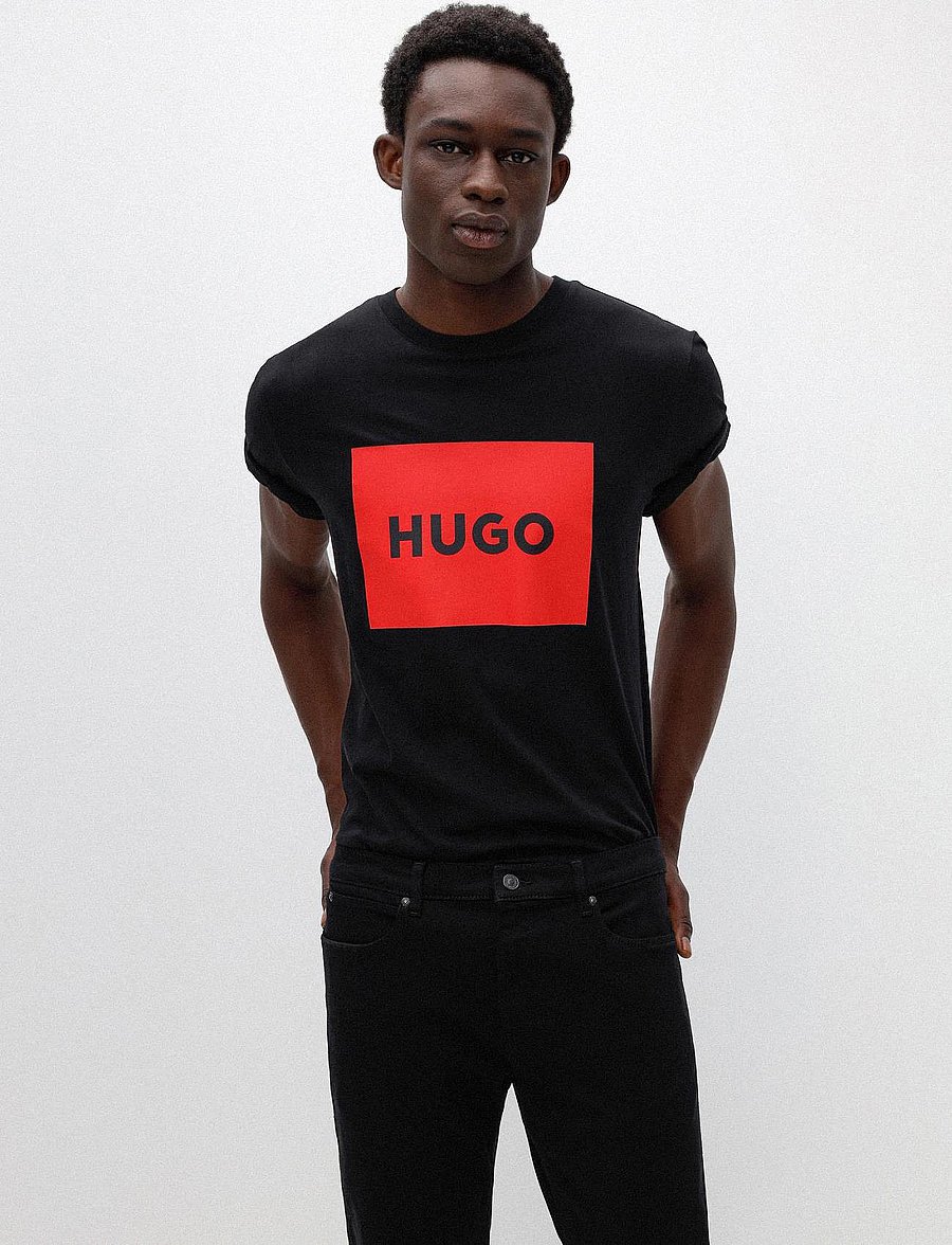 HUGO - Dulive222 - lühikeste varrukatega t-särgid - black - 4
