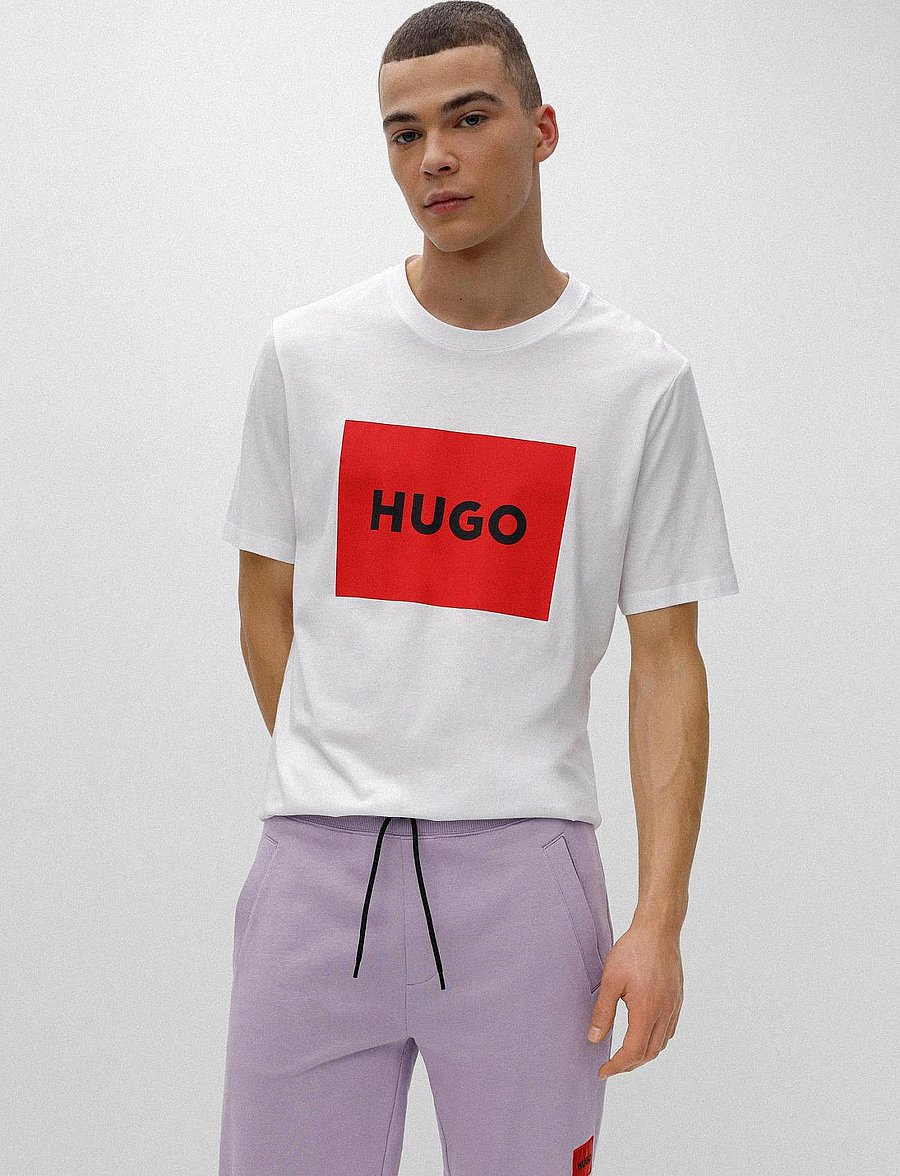HUGO - Dulive222 - kurzärmelige t-shirts - white - 4