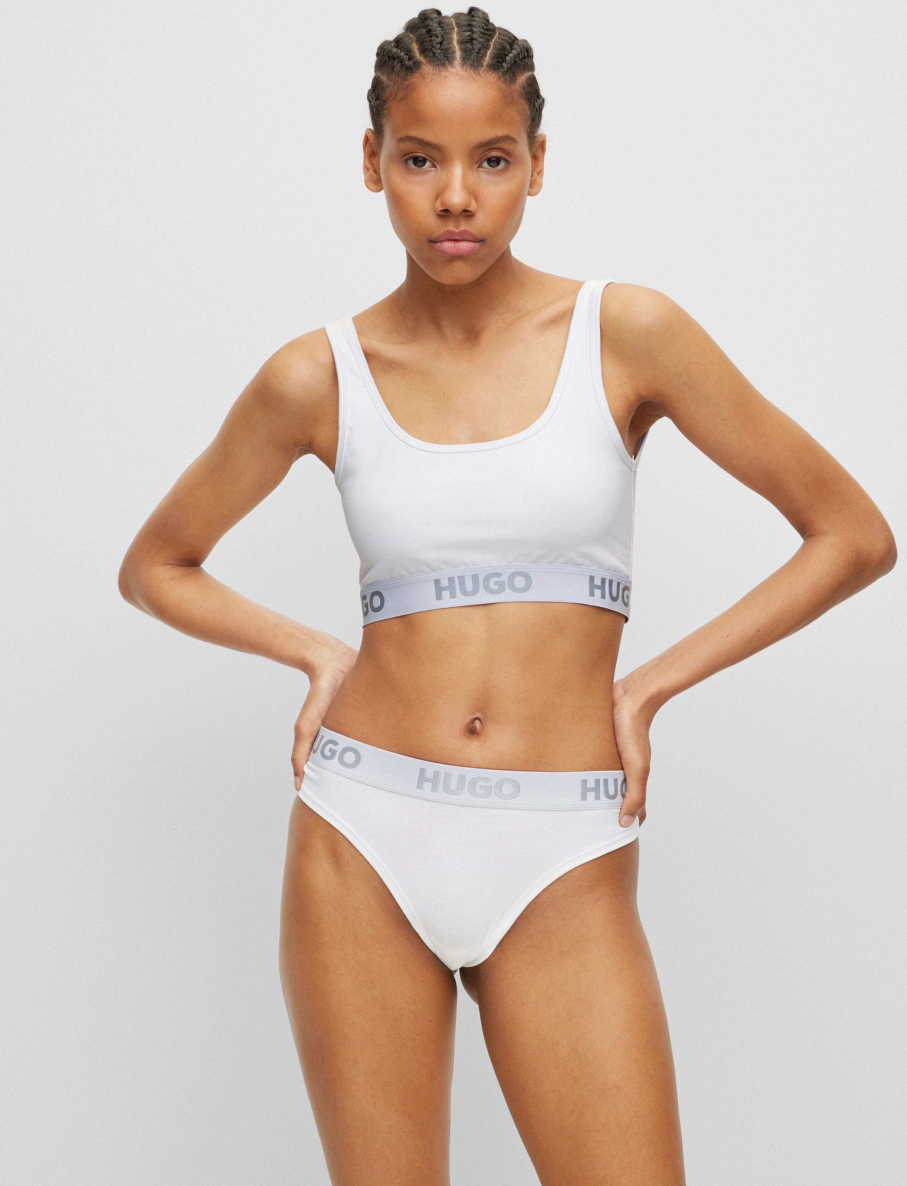 HUGO Bralette Sporty Logo, Kvinder, Logo Bralette, Hvid, Str: S