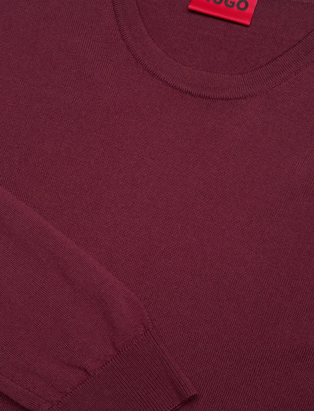HUGO - San Cedric-M1 - megztinis su apvalios formos apykakle - dark red - 2