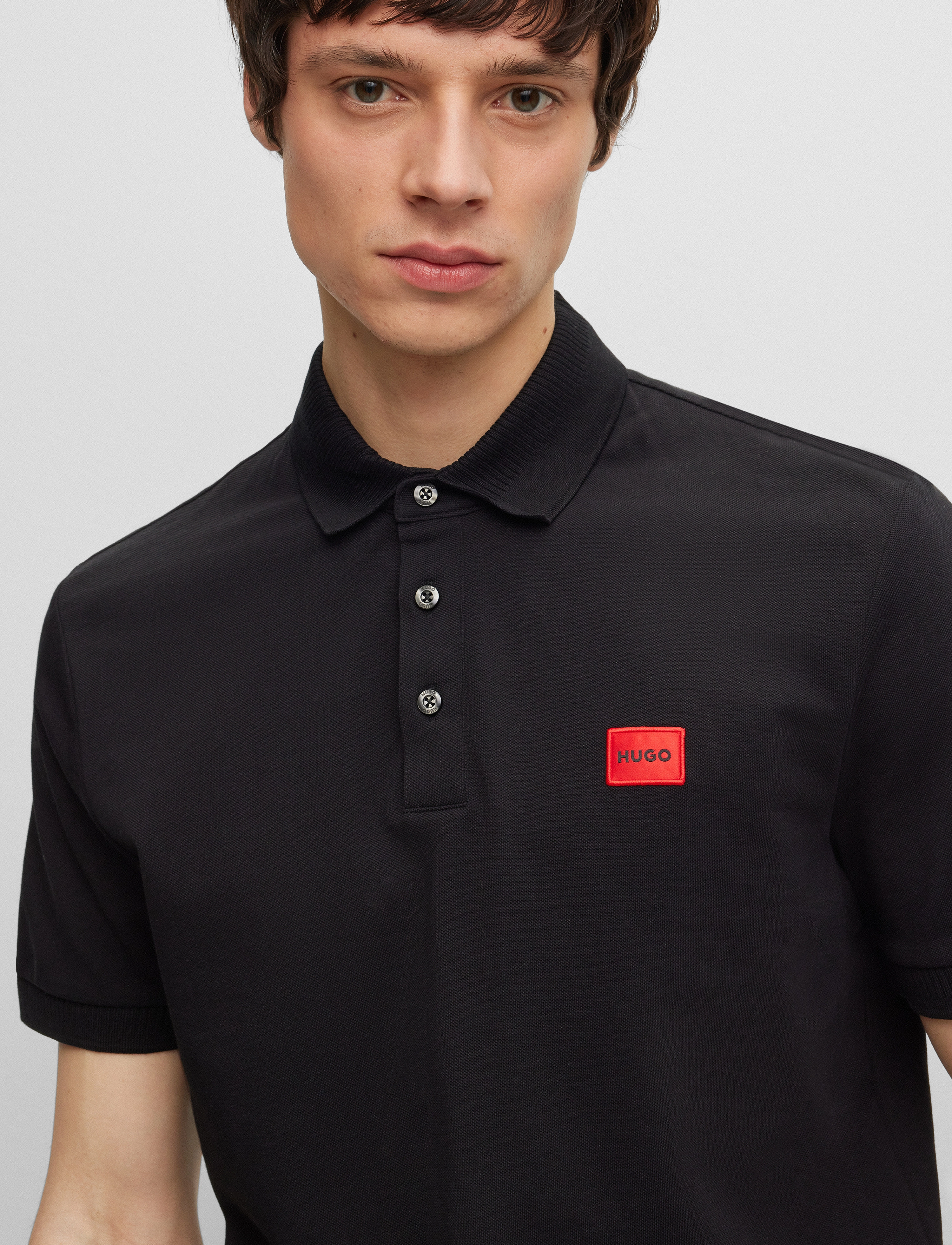 HUGO - Dereso232 - lühikeste varrukatega polod - black - 2