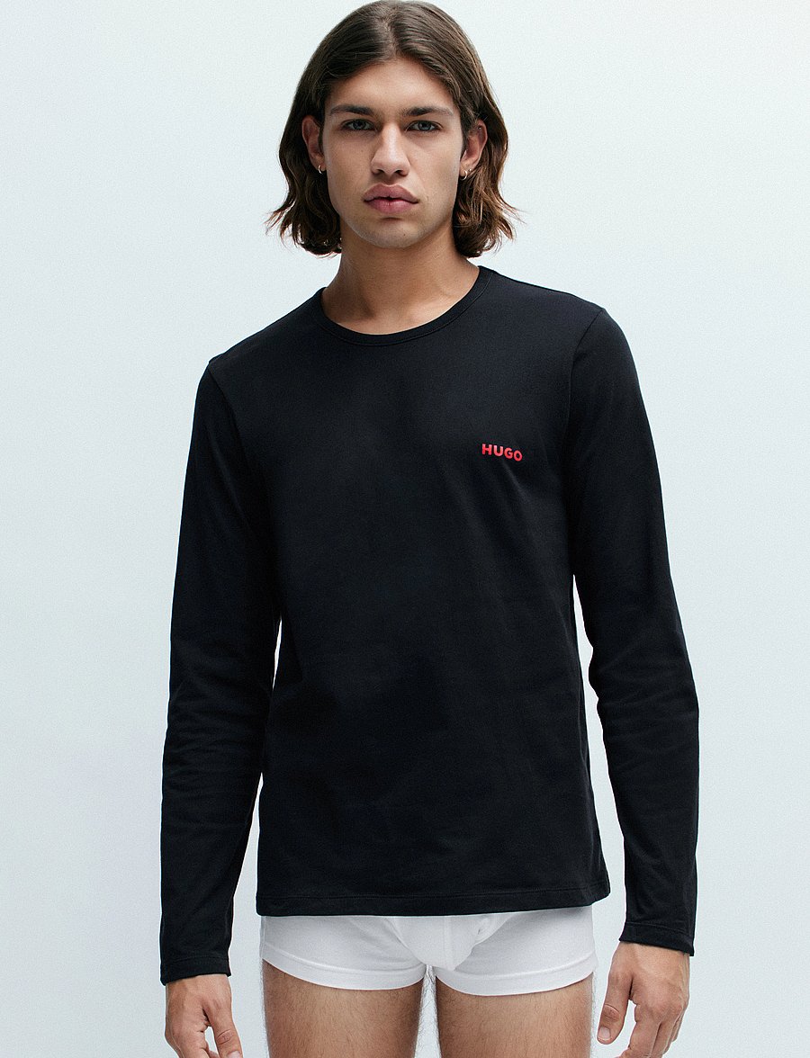 HUGO - LS-SHIRT RN TRIPLET - pyjamashirts - black - 0