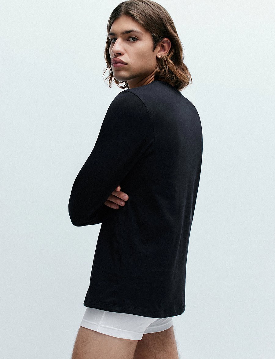 HUGO - LS-SHIRT RN TRIPLET - pyjamashirts - black - 5