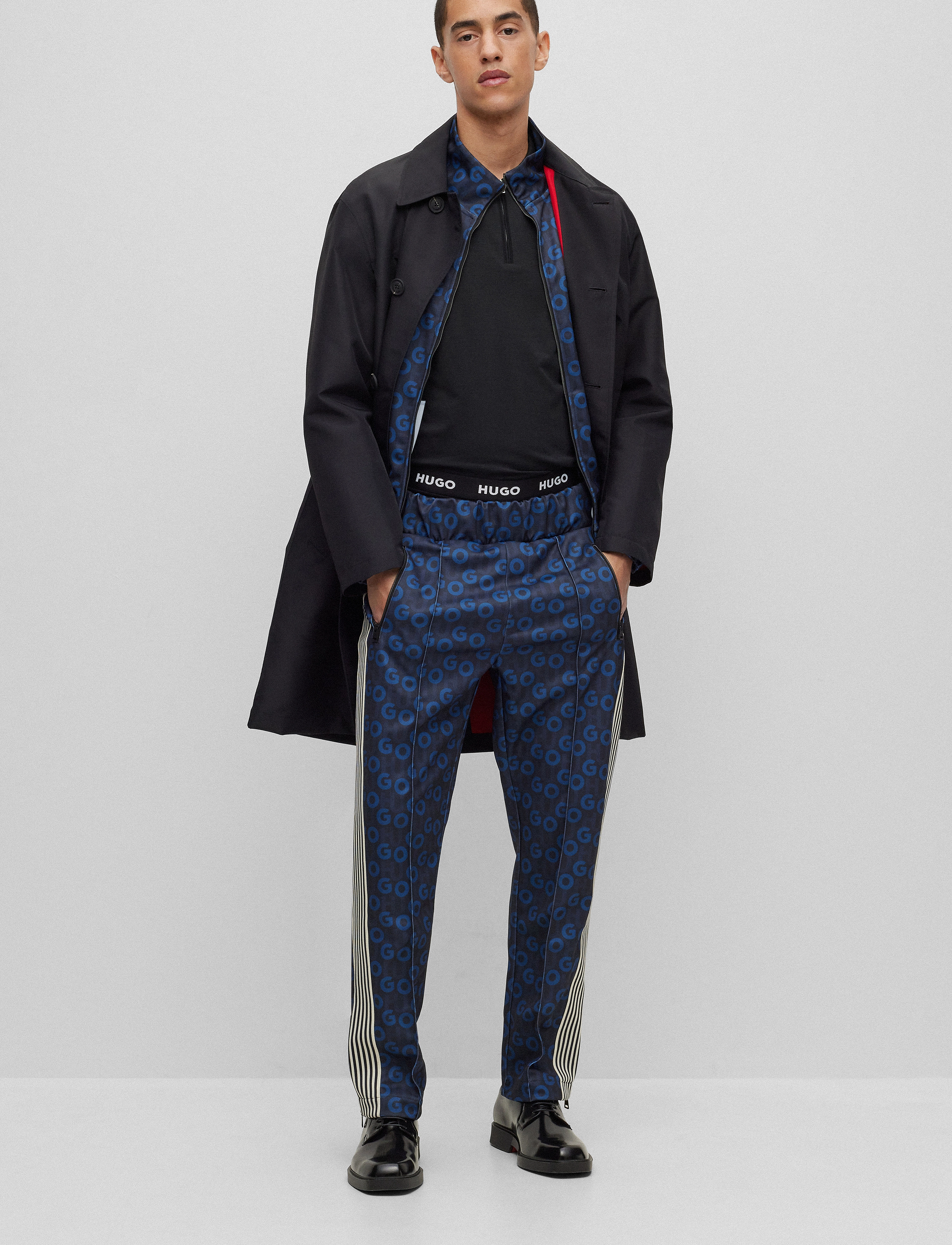 HUGO Dekok233 - Lühikeste varrukatega kootud polosärgid - BLACK / black