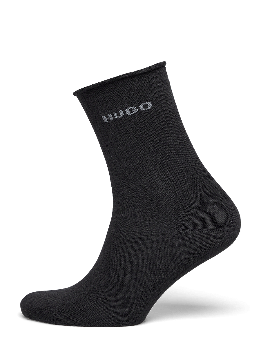 HUGO - 2P QS FINE RIB CC W - normale socken - black - 2