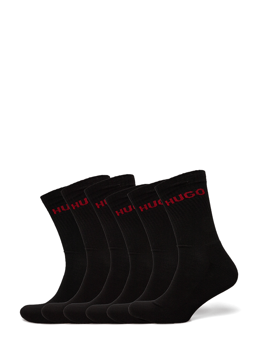 HUGO - 6P QS RIB LOGO CC - crew socks - black - 0