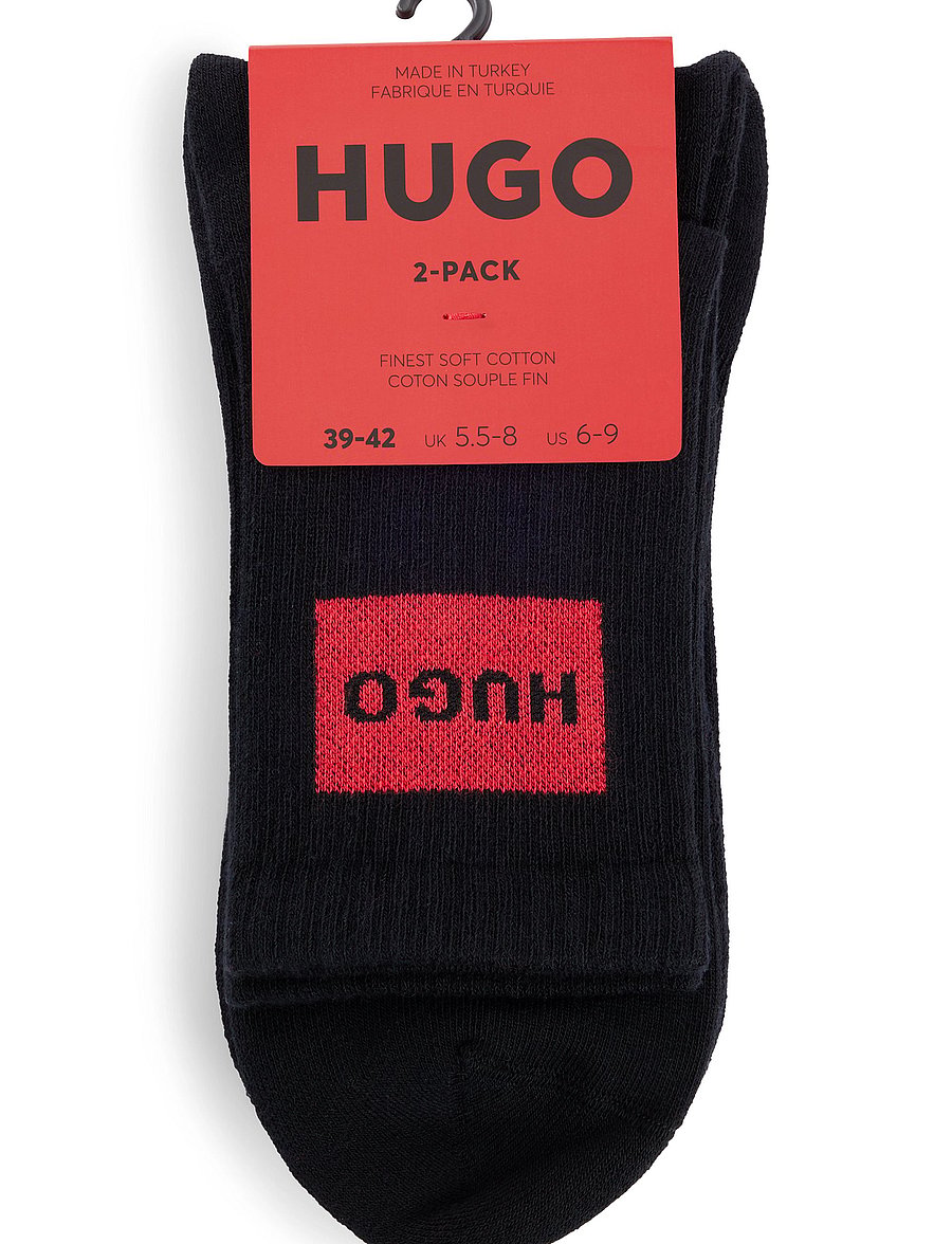 HUGO - 2P QS RIB LABEL CC W - klassikalised sokid - black - 1
