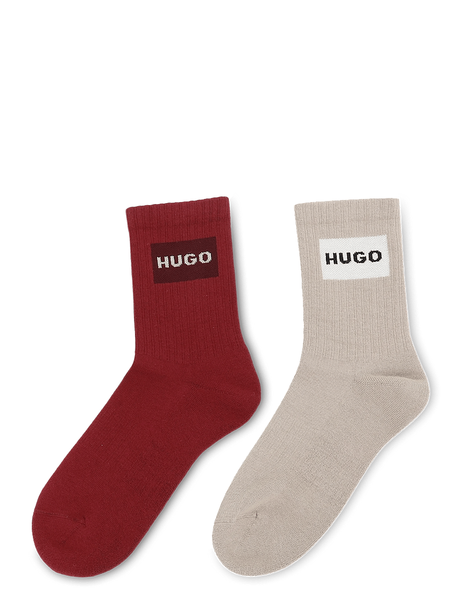 HUGO - 2P QS RIB LABEL CC W - almindelige strømper - open red - 1