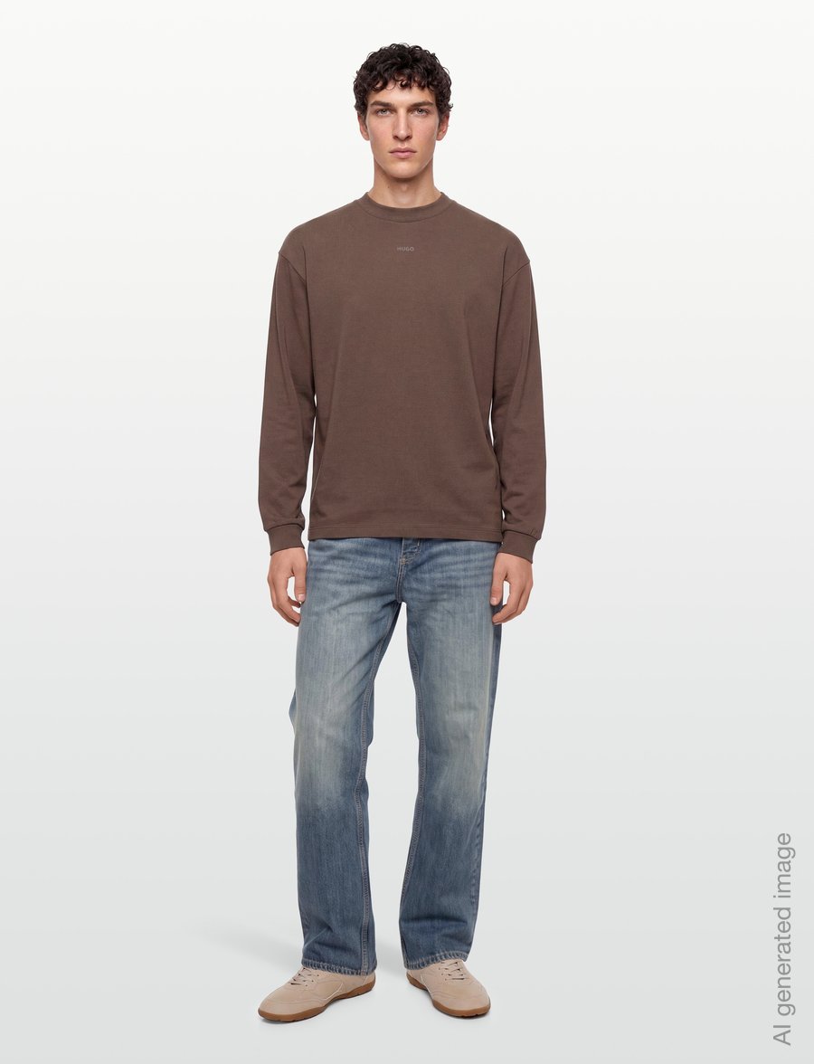 HUGO - Daposo - langärmelige t-shirts - brown overflow - 0