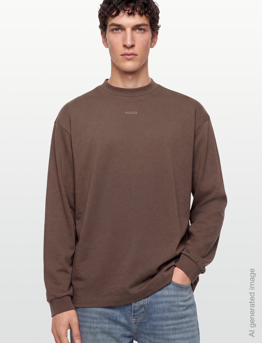 HUGO - Daposo - langärmelige t-shirts - brown overflow - 3