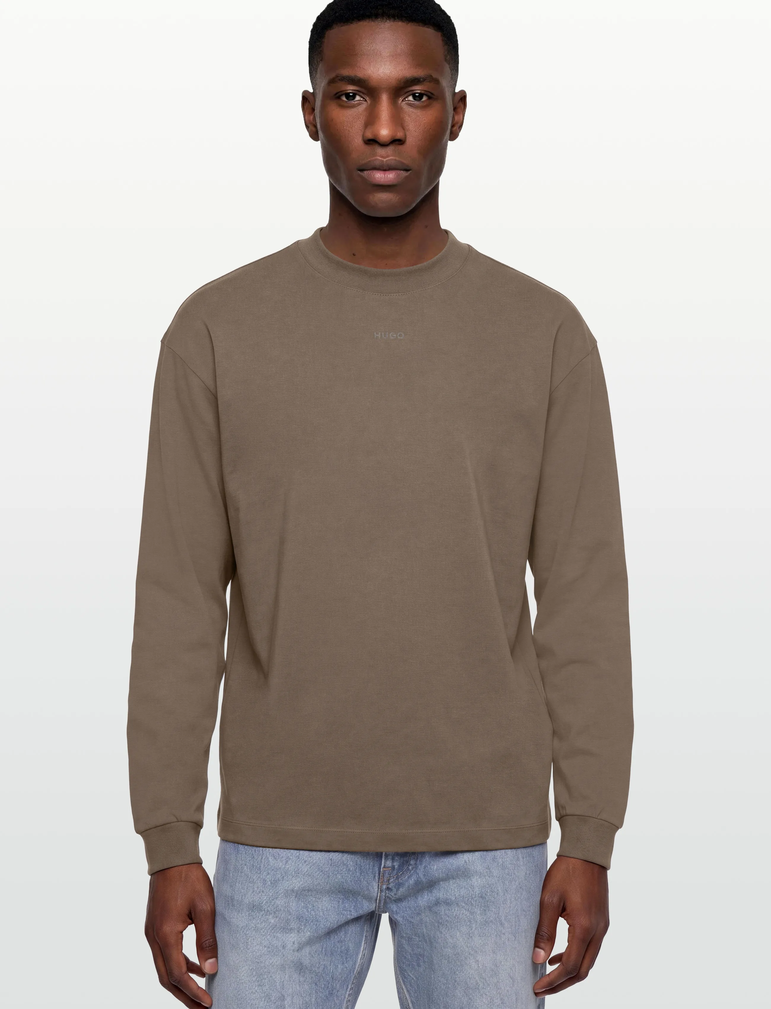HUGO - Daposo - langærmede t-shirts - medium grey - 3