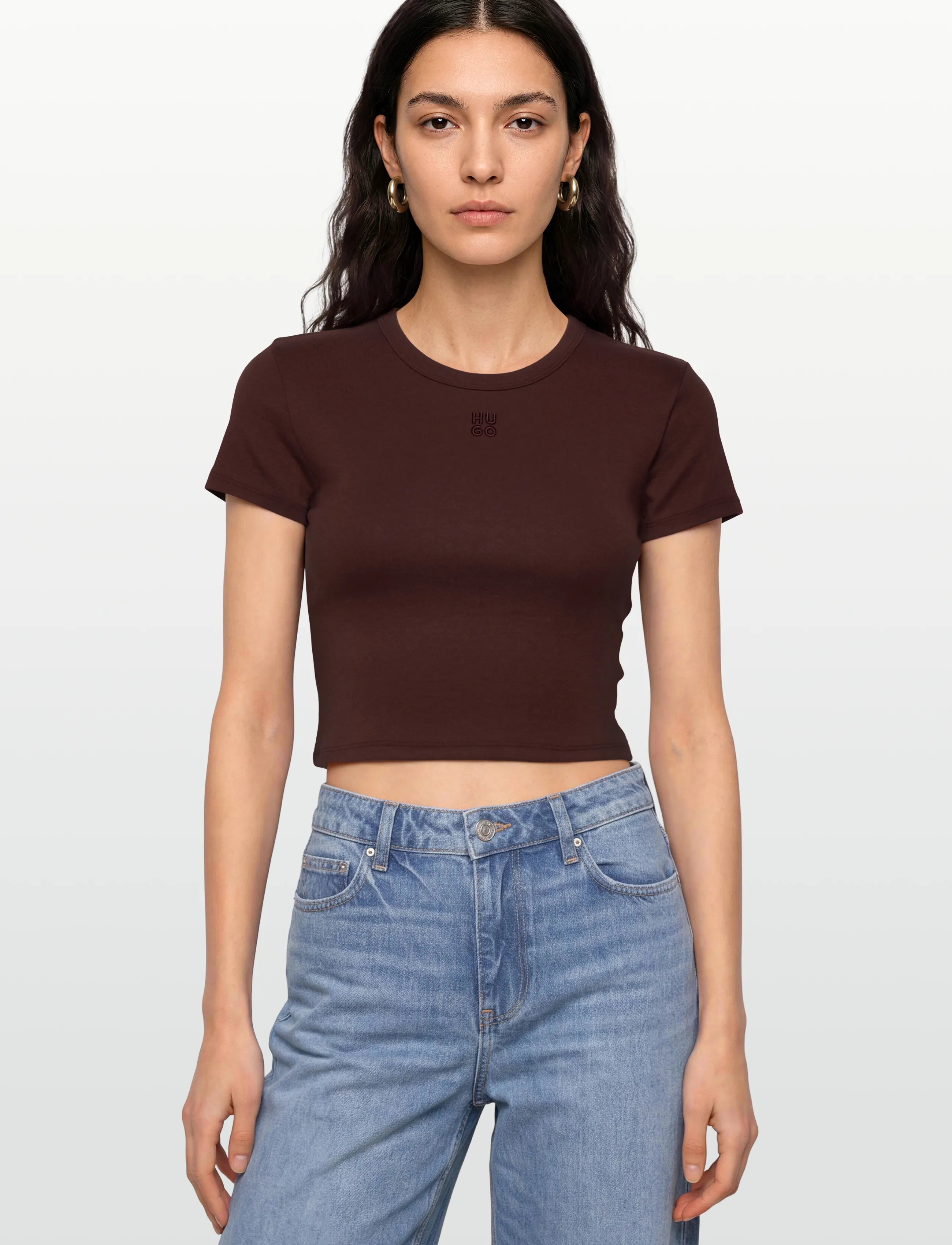 HUGO - Delanor - crop tops - dark brown - 3