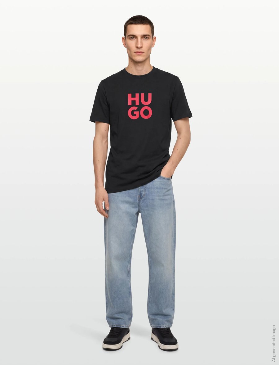 HUGO - Daltorip - kurzärmelige t-shirts - black - 0
