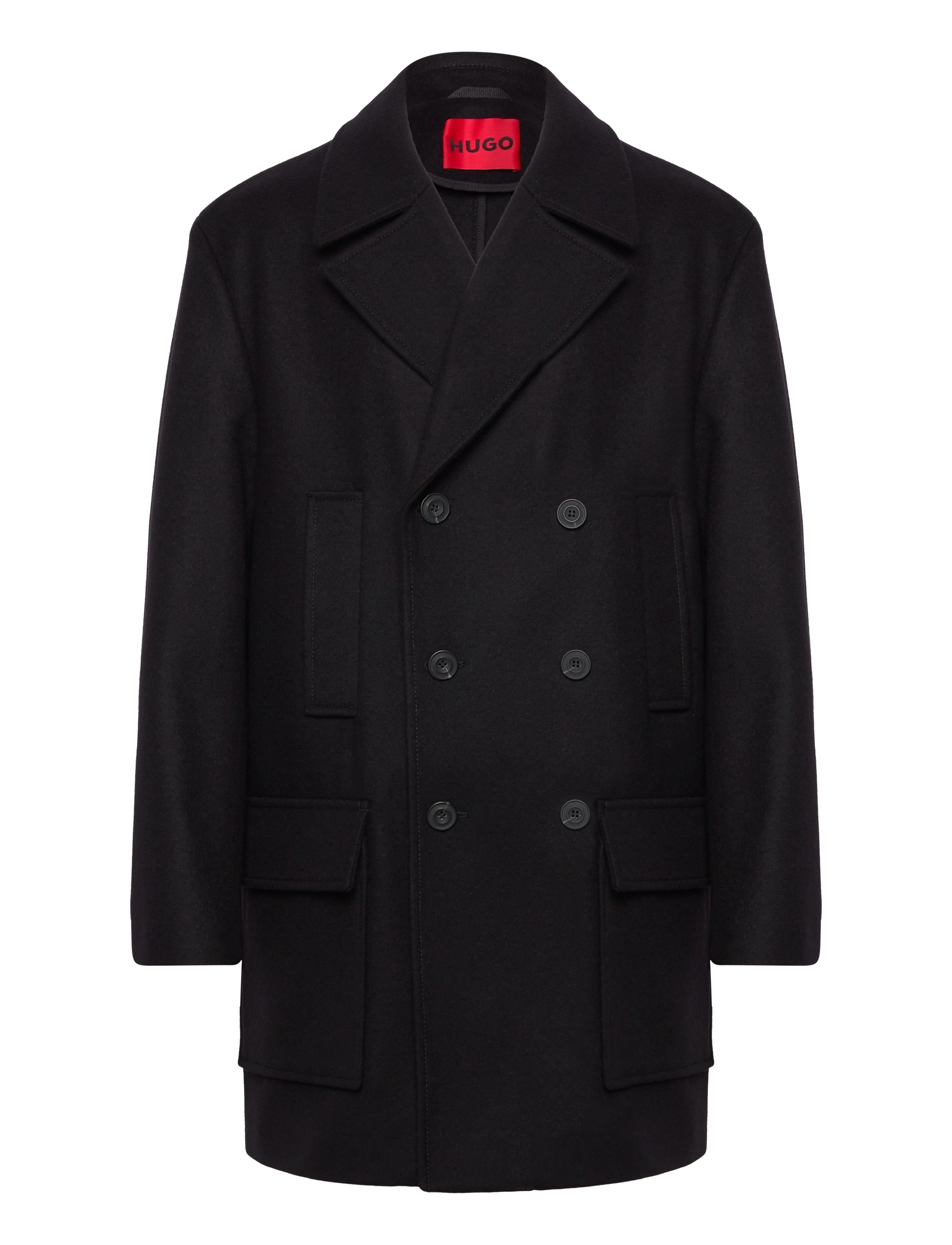 HUGO Marfi2441, 50, Coats, Schwarz - Wool Männerswear