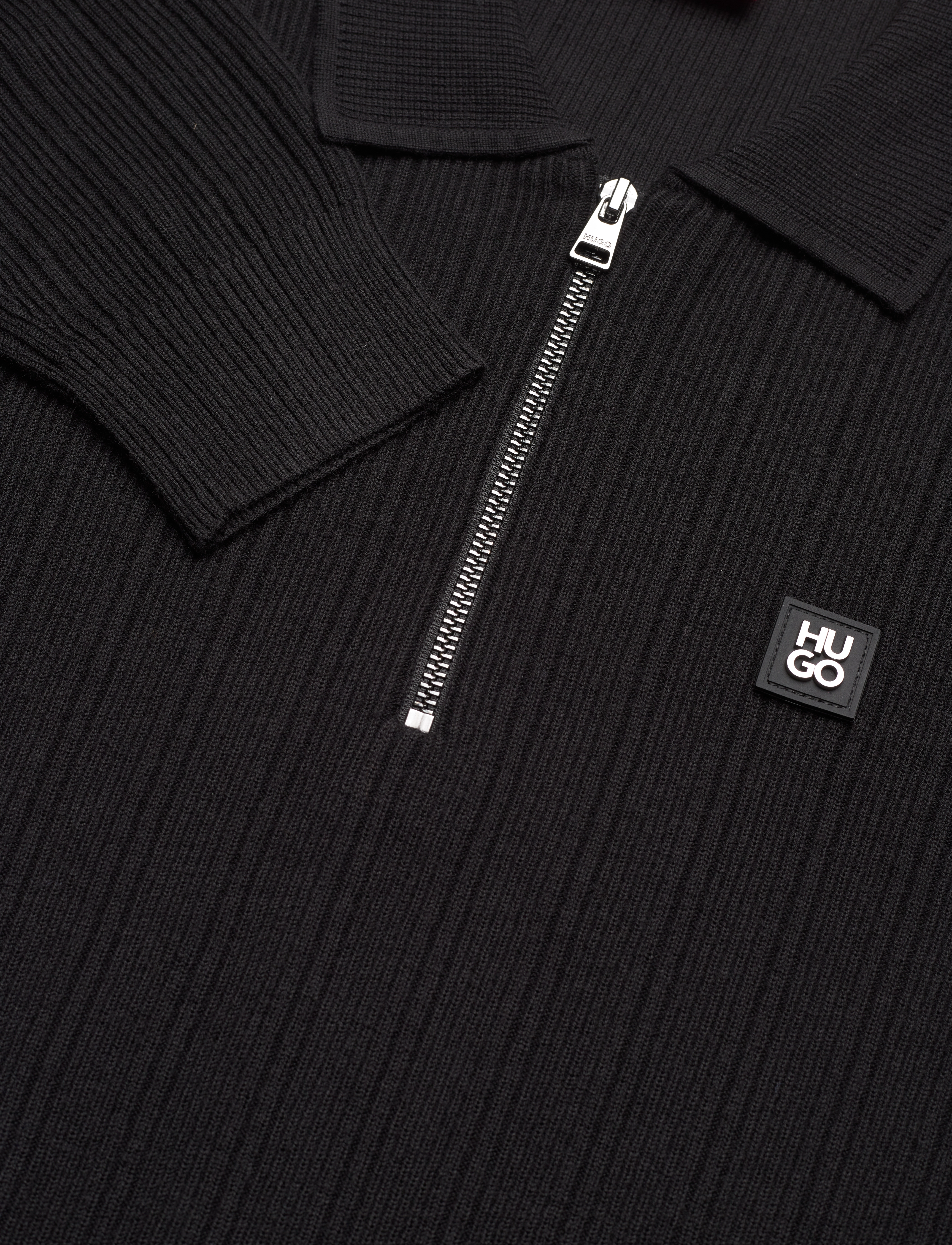 HUGO - Sastoro - langärmelige strick-polohemden - black - 2