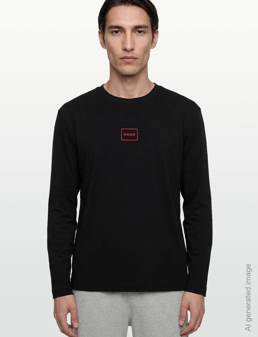 HUGO - Laze Longsleeve - långärmade t-shirts - black - 3