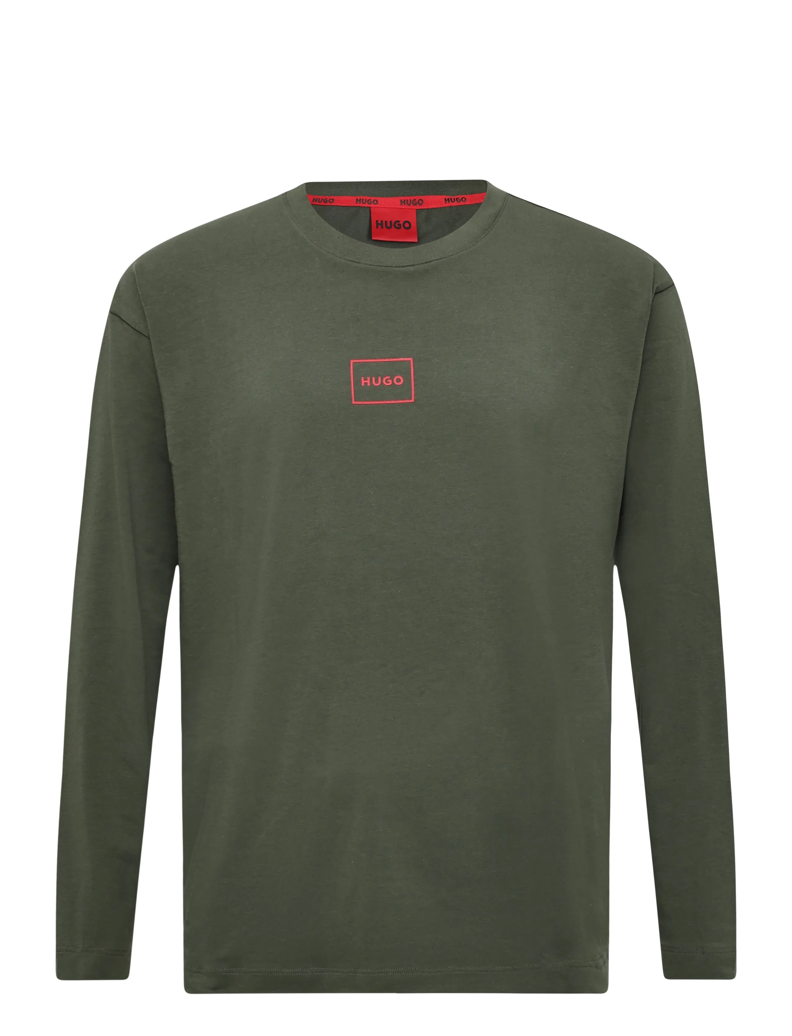 HUGO Laze Longsleeve - Langærmede T-shirts - DARK GREEN / khaki/green