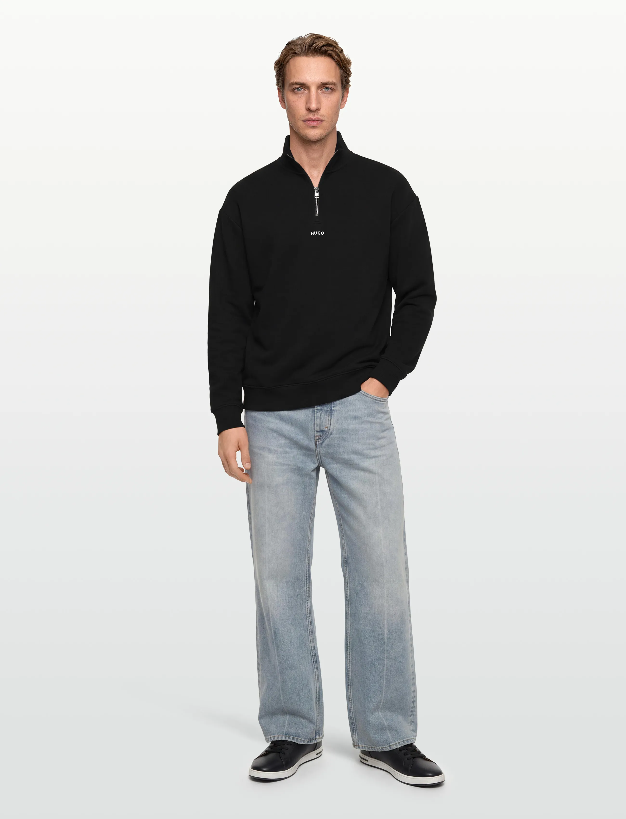 HUGO Durty244, M, Knitwear, Schwarz - Half Zip Jumpers, Männerswear