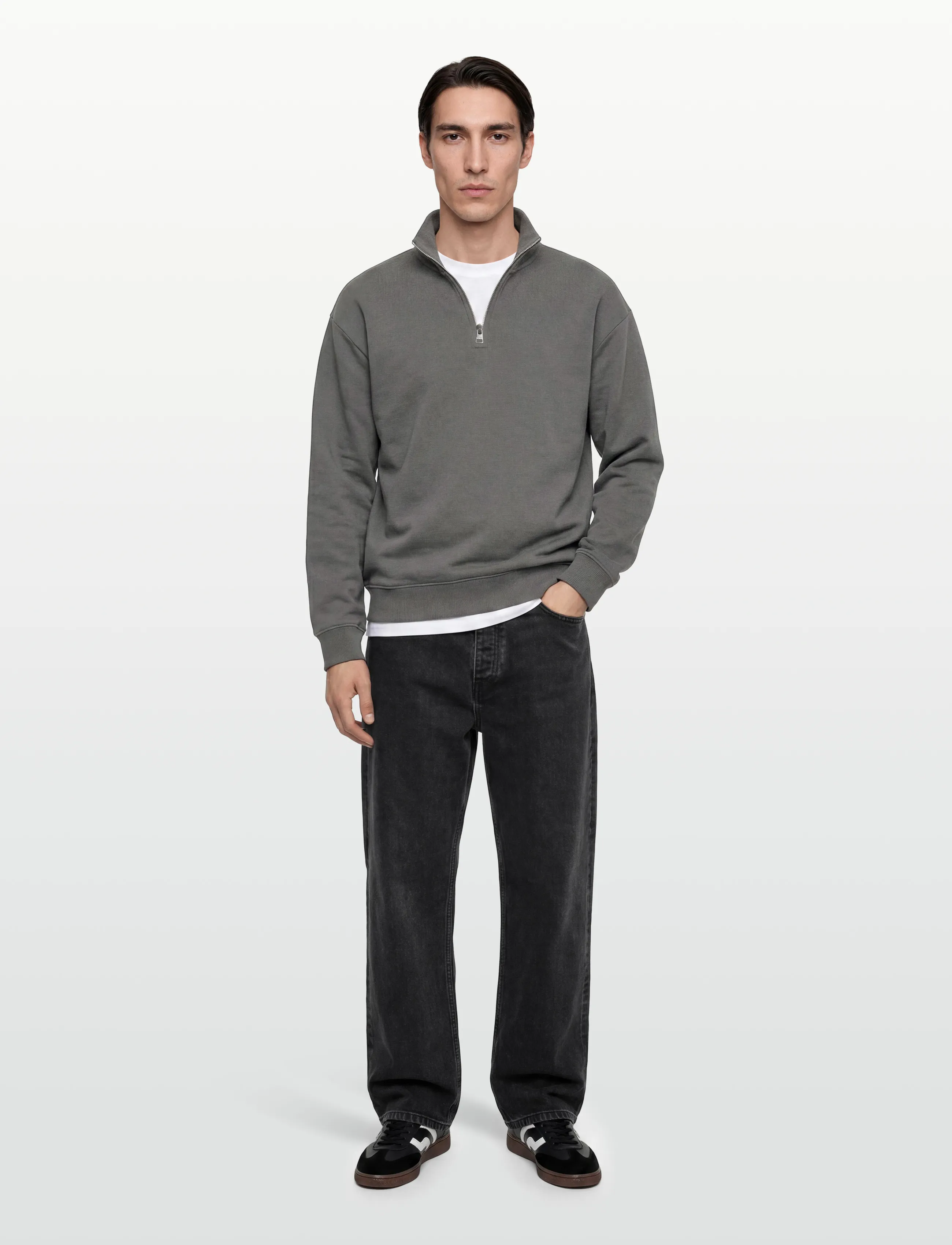 HUGO Durty244, S, Knitwear, Grau - Half Zip Jumpers, Männerswear