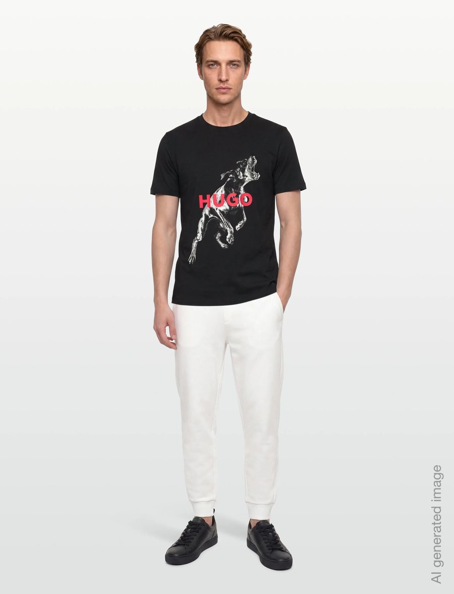 HUGO - Deyladec - short-sleeved t-shirts - black - 0