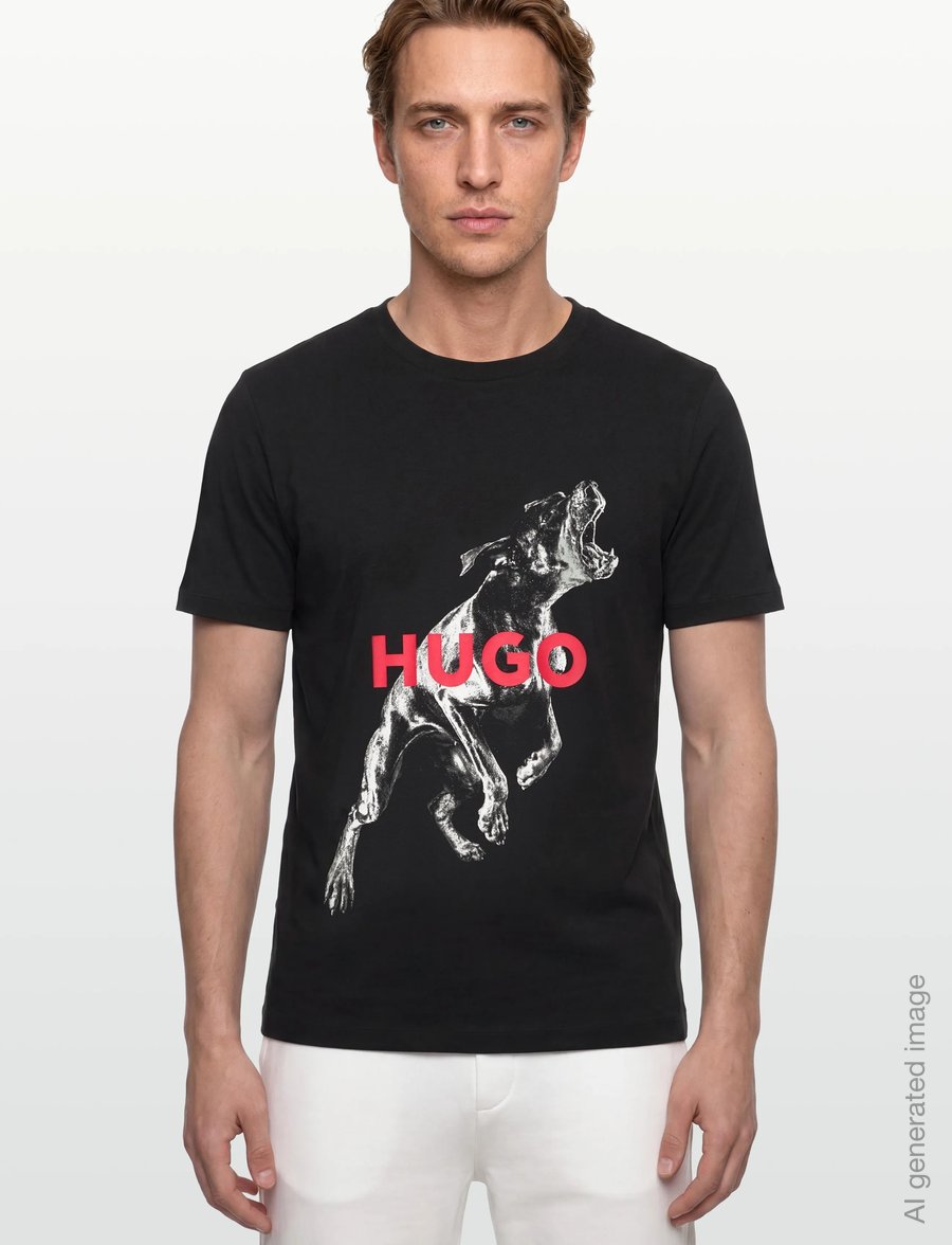 HUGO - Deyladec - short-sleeved t-shirts - black - 3